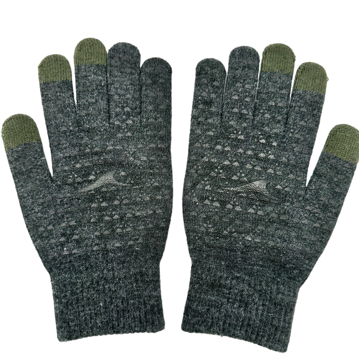Achiou Winter Knit Gloves Gray Womens Mens Touchscreen Fingertips Grip Palm NIP
