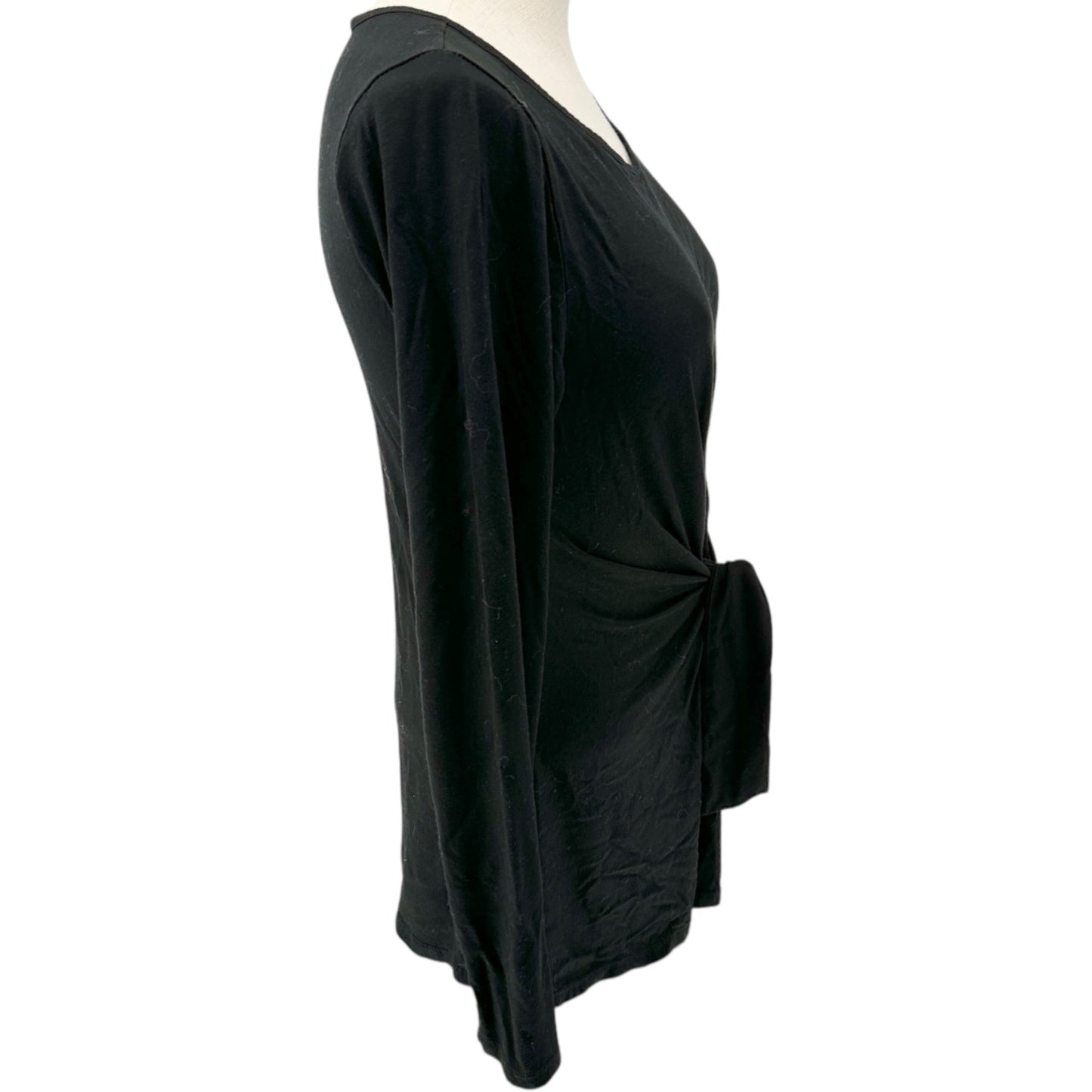 Neiman Marcus Top Womens M Black Long Sleeve Knot Front Lightweight Soft Comfort