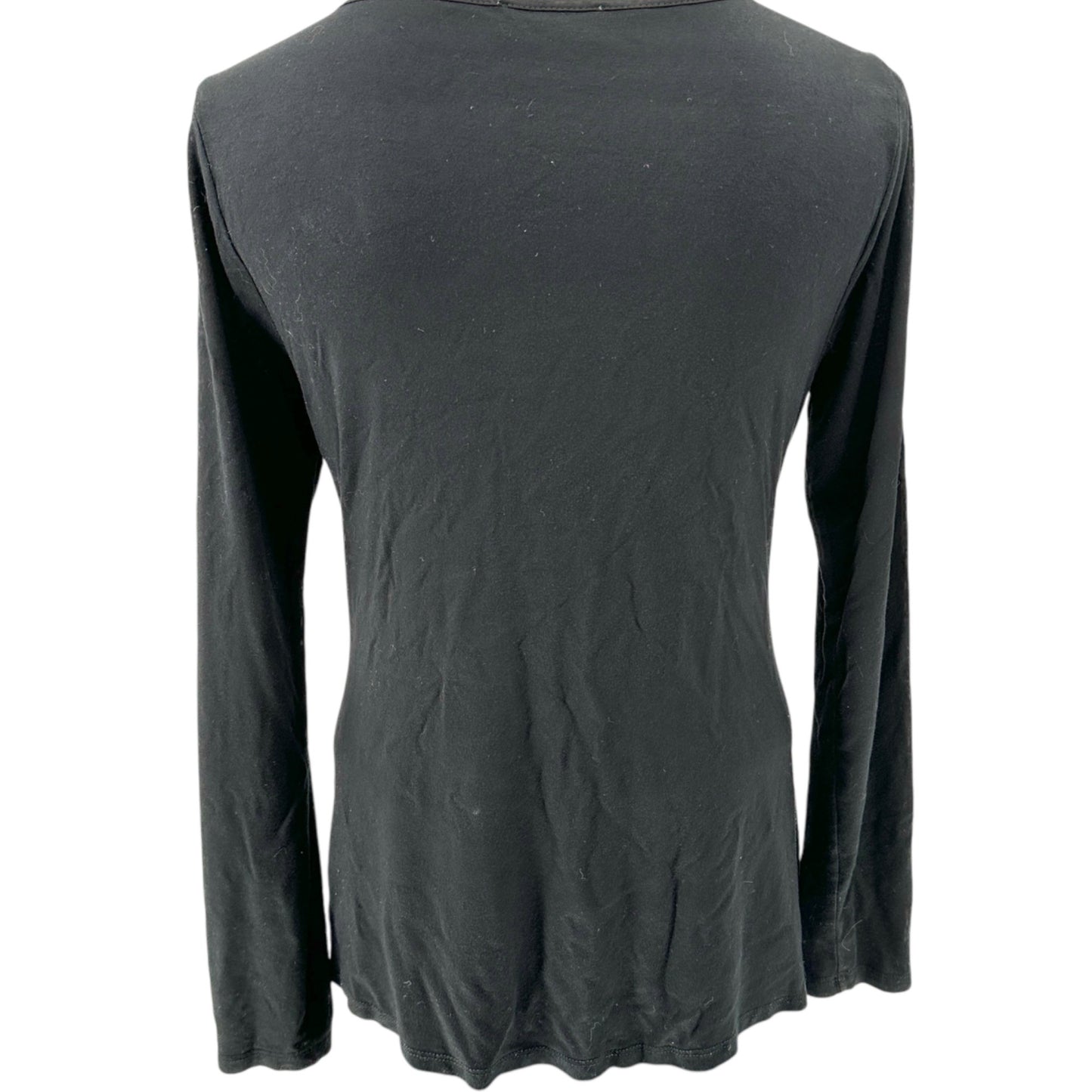 Neiman Marcus Top Womens M Black Long Sleeve Knot Front Lightweight Soft Comfort