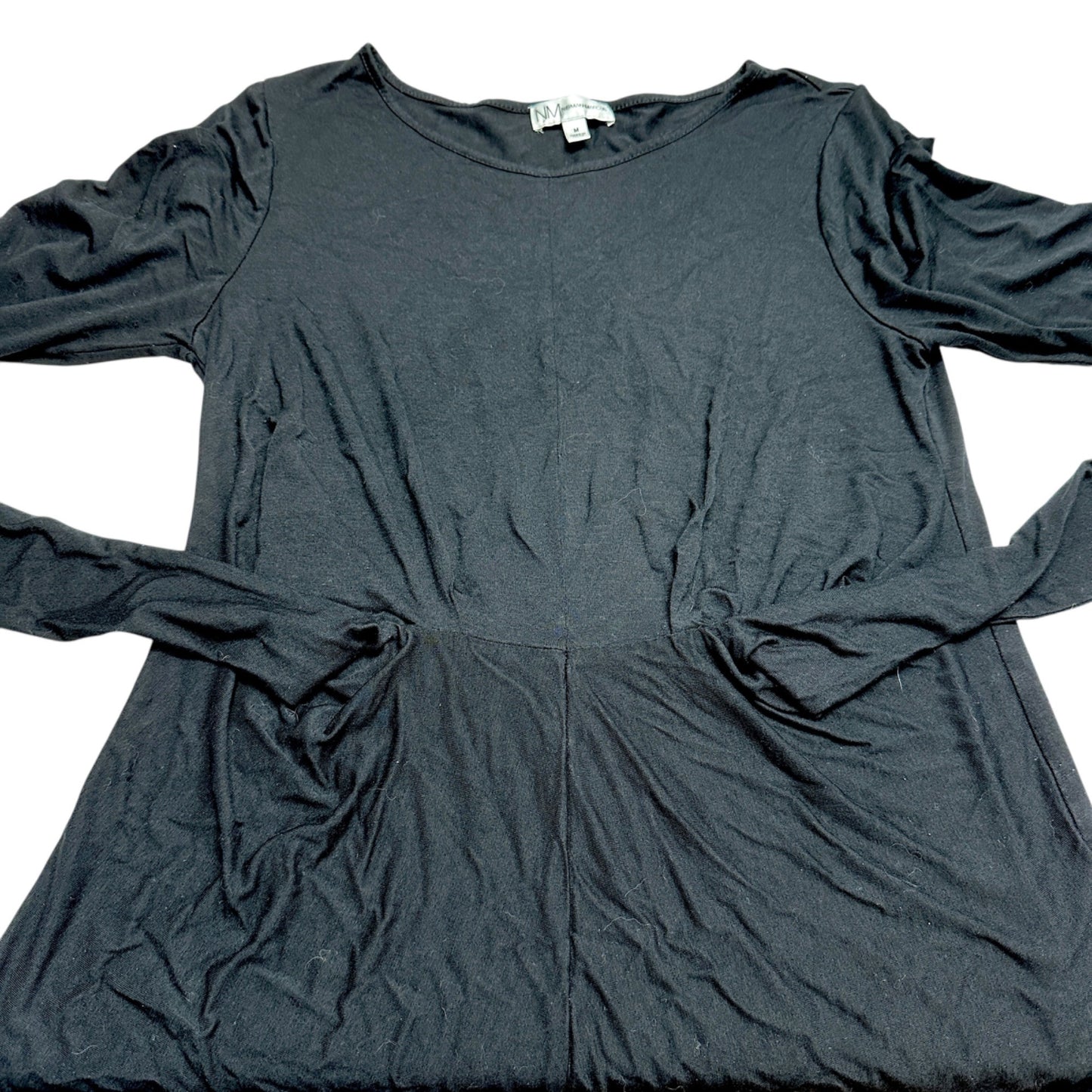 Neiman Marcus Top Womens M Black Long Sleeve Knot Front Lightweight Soft Comfort