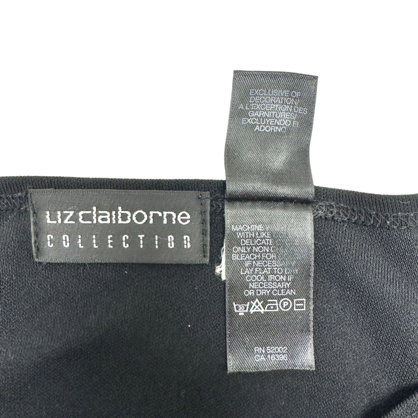 Liz Claiborne Collection Top Women's Medium Black with Black Floral Embroidery
