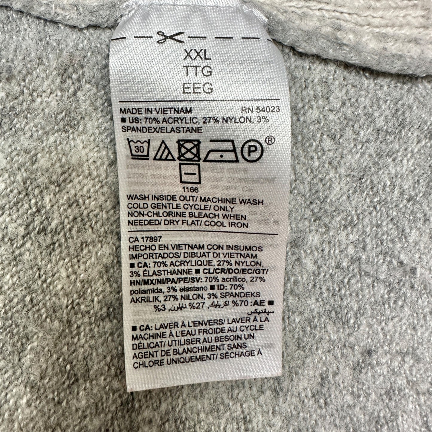 Old Navy Sweater Womens XXL Gray White Plaid LS Super Soft Acrylic/Nylon Blend