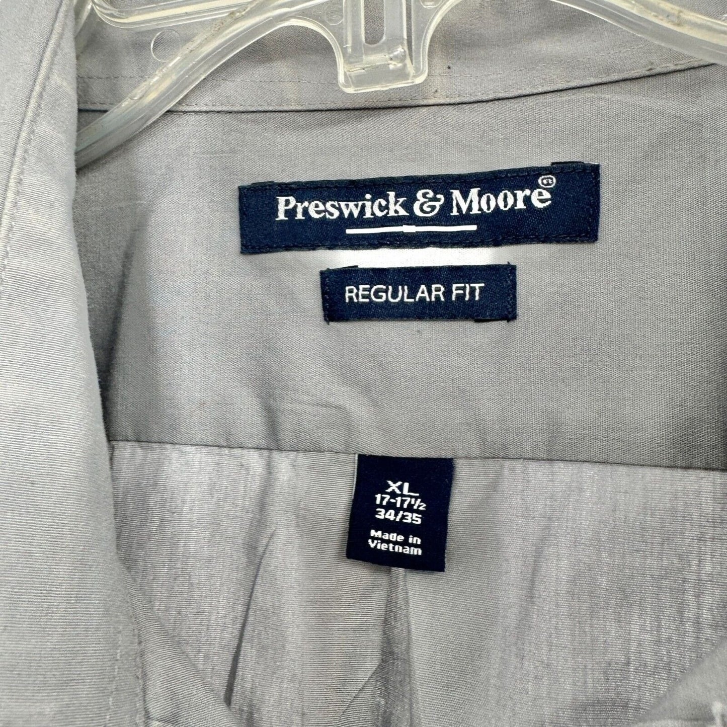 Preswick & Moore Regular Fit Shirt XL 17-17 1/2 34/35 Gray LS Button Down