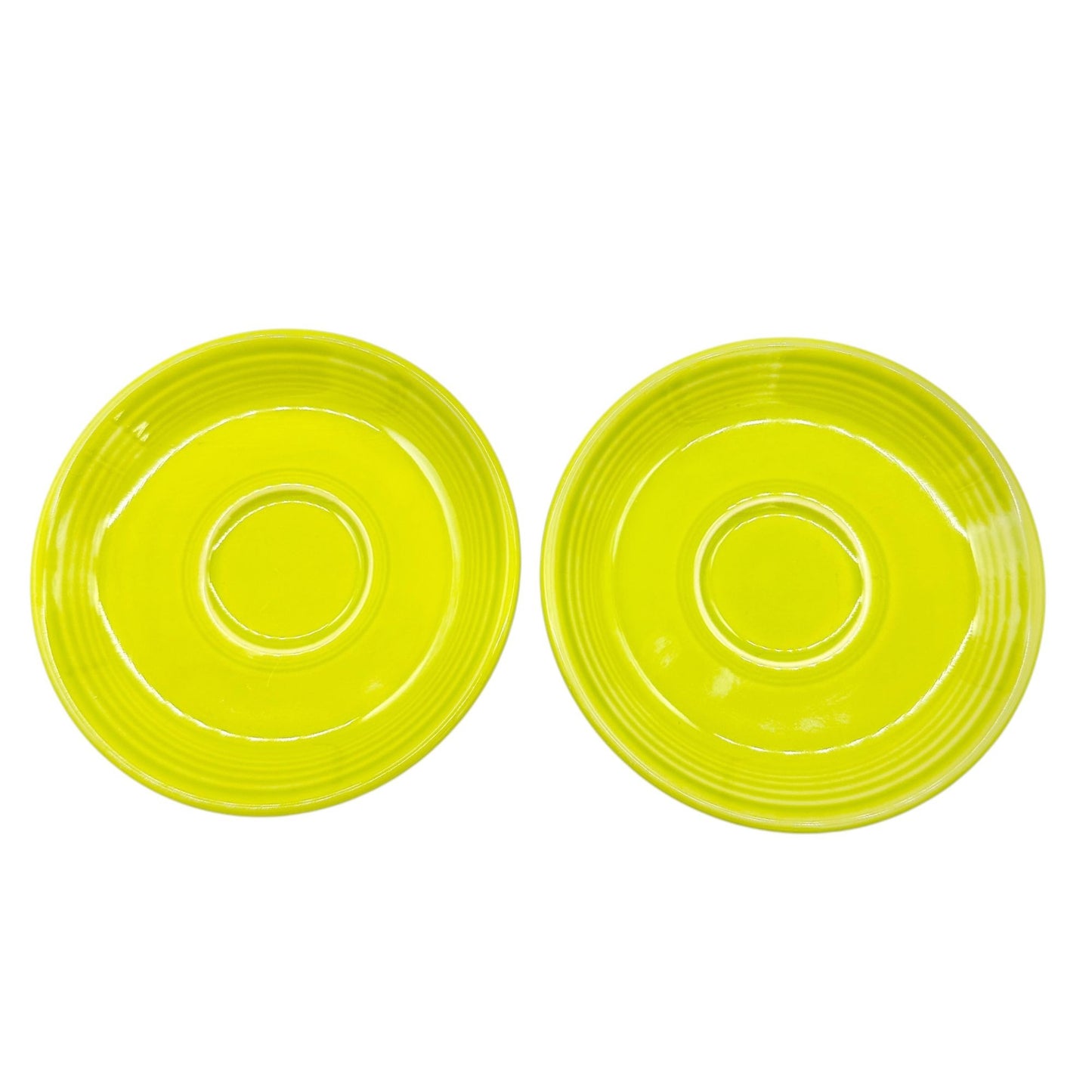 Fiesta Homer Laughlin Cup & 2 Saucers Set in Chartreuse Lead-Free Ceramic USA