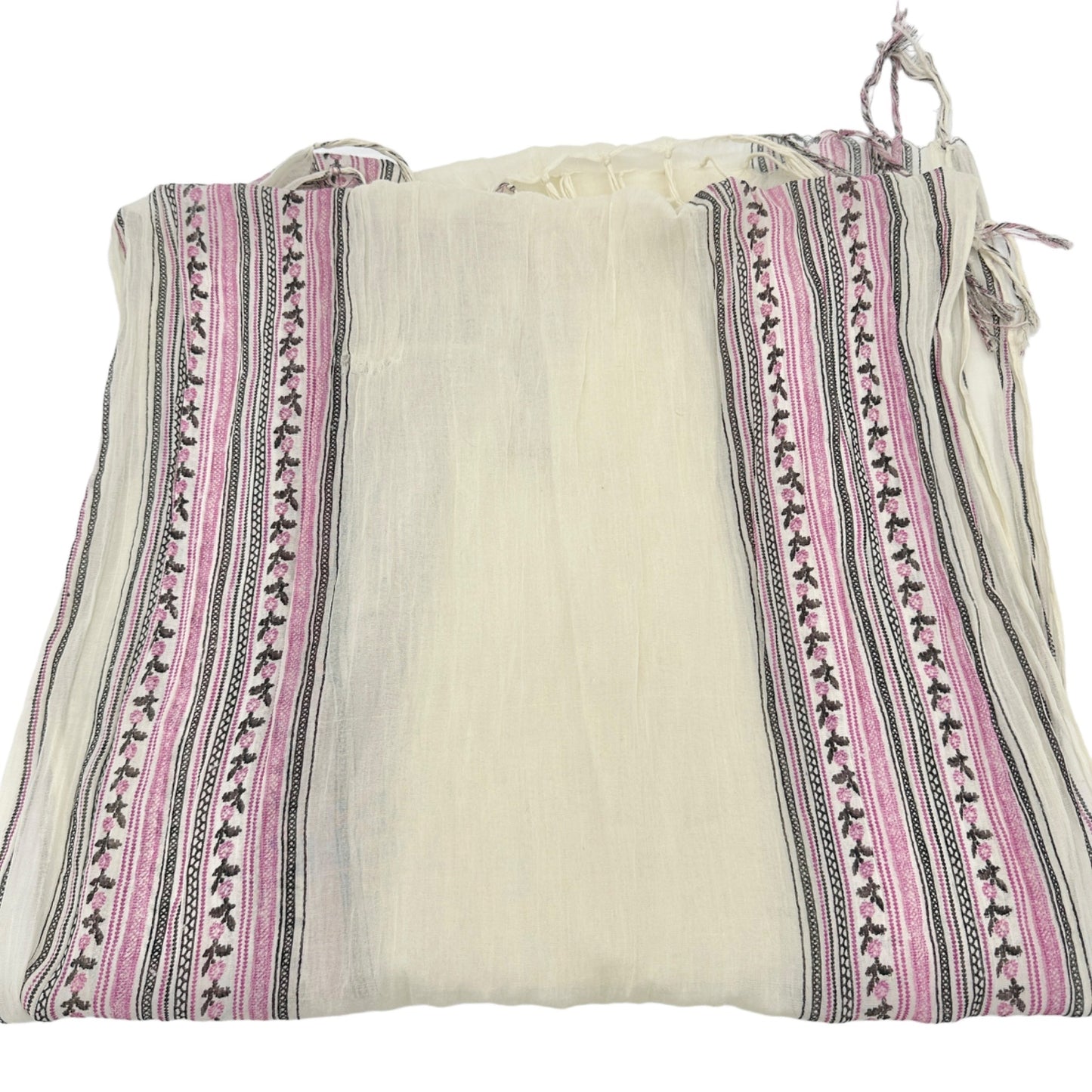 American Eagle Outfitters Scarf 73x25 Cotton Beige Pink Gray Fringe