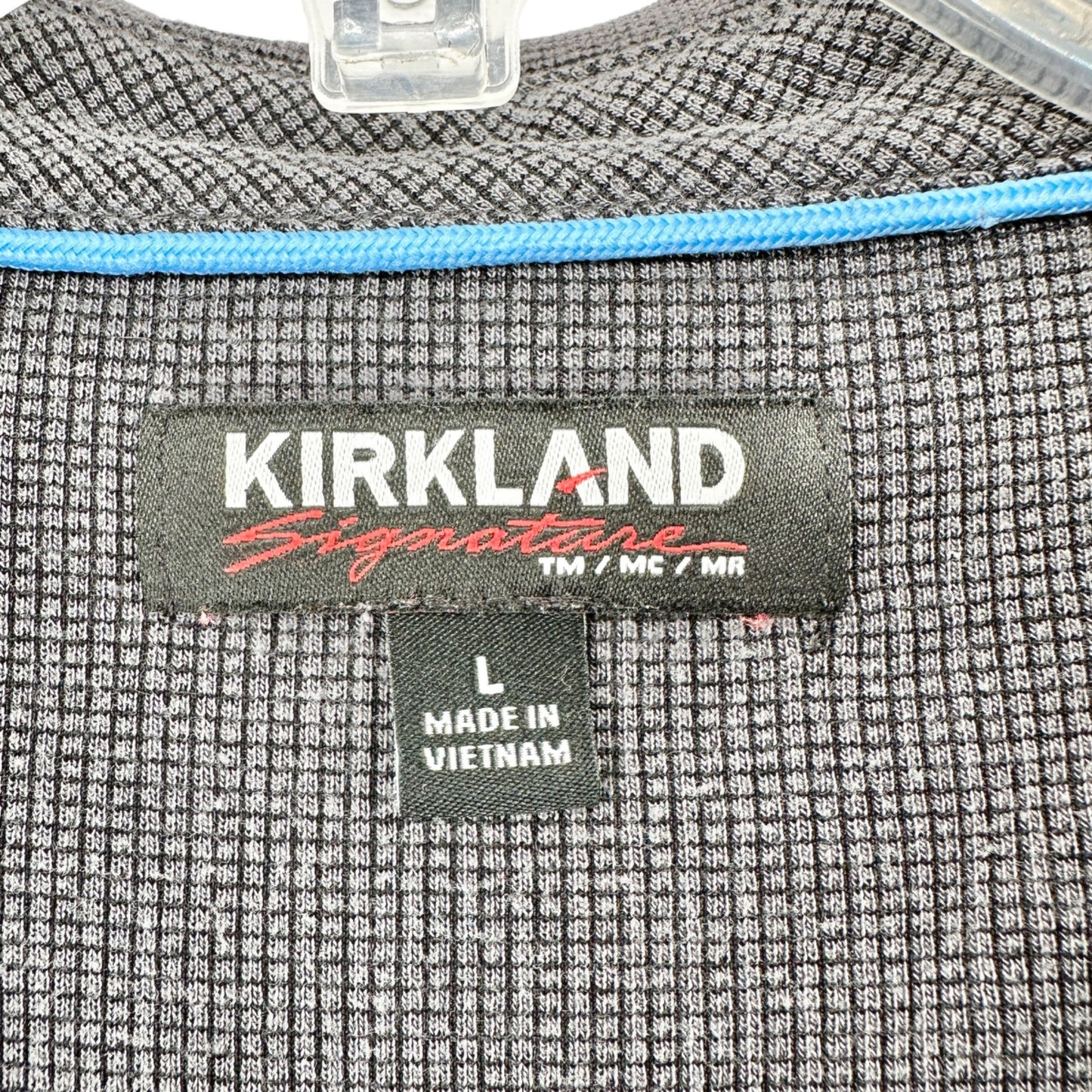 Kirkland Signature Jacquard Polo Shirt Mens L Gray Black Collared Short Sleeve