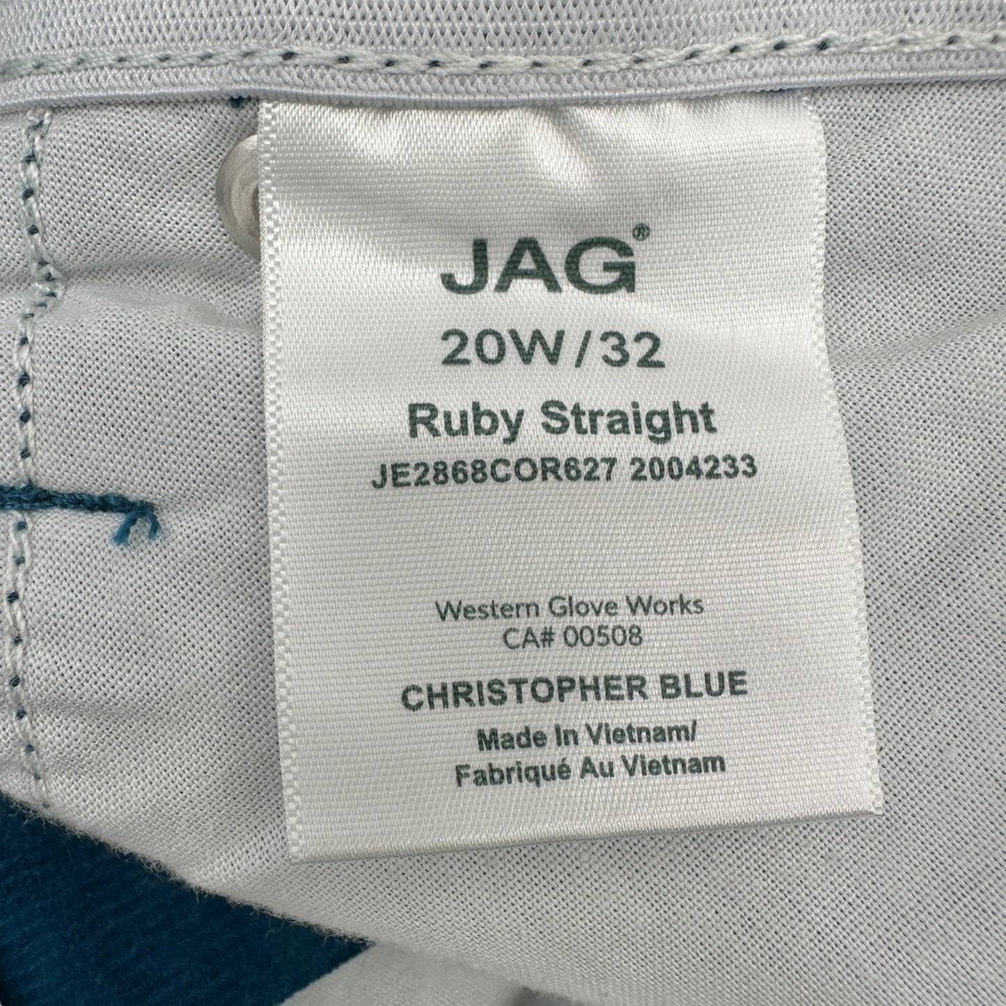 Ruby Mid Rise Straight Corduroy Pants Womens 20W Moroccan Blue By JAG Cotton