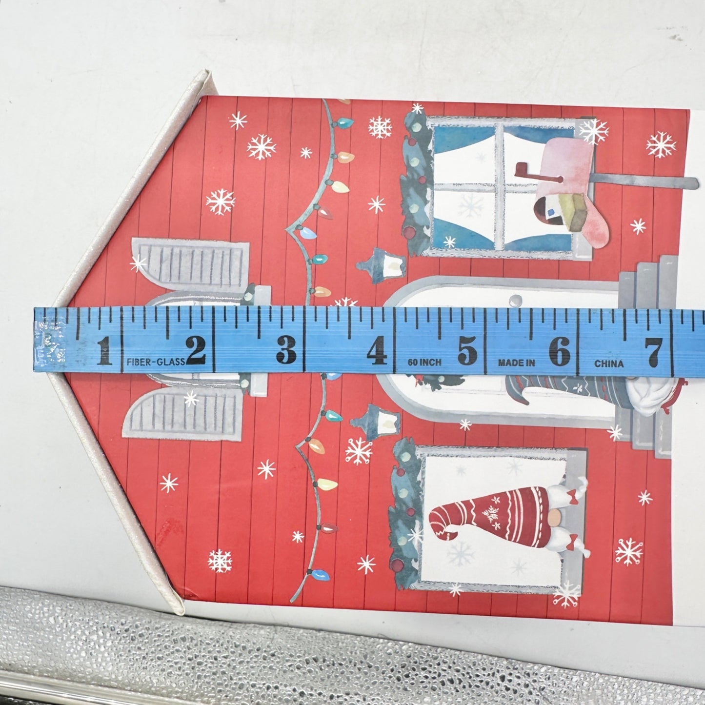 Christmas Punch Studio Holiday Gift Box 8 x 7 x 6 Red White Gray Gnome House