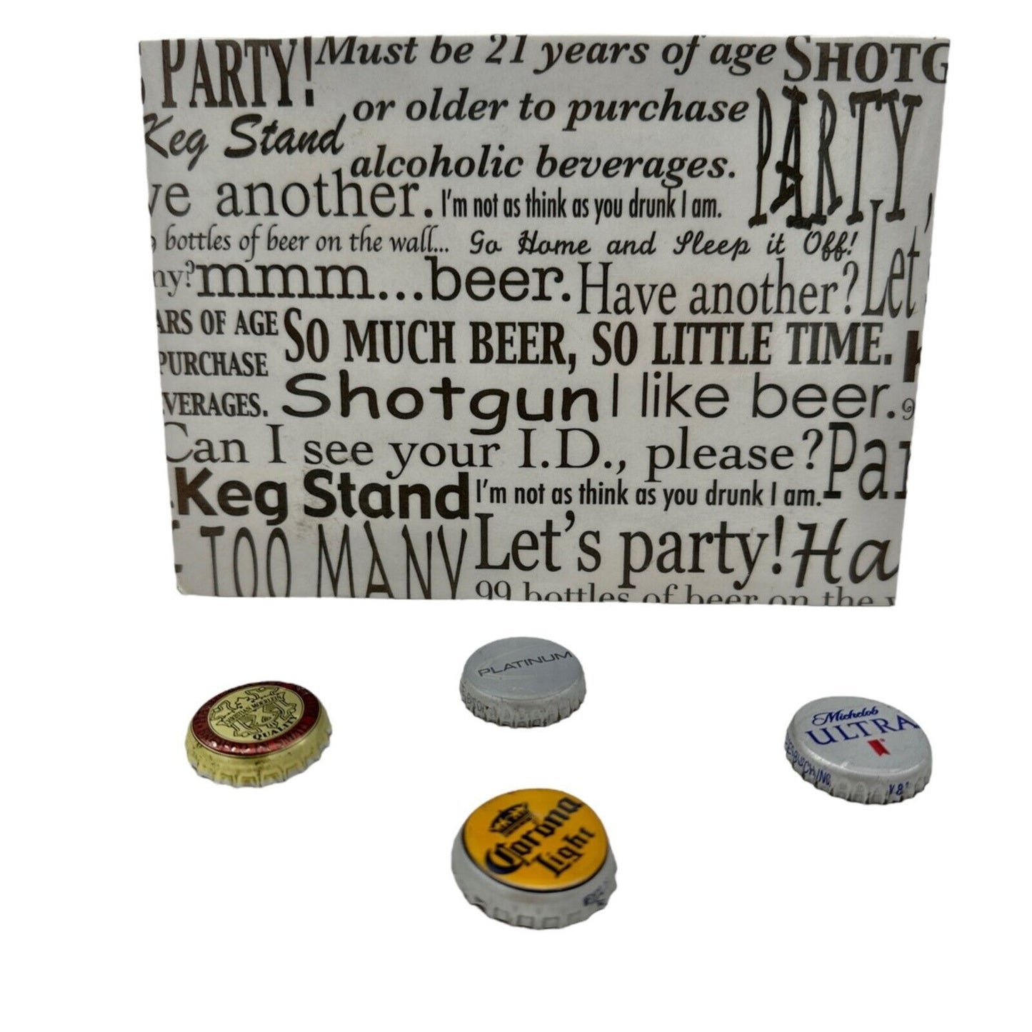 Magnetic Board Frame 5x7 Beer Theme with Bottle Cap Magnets