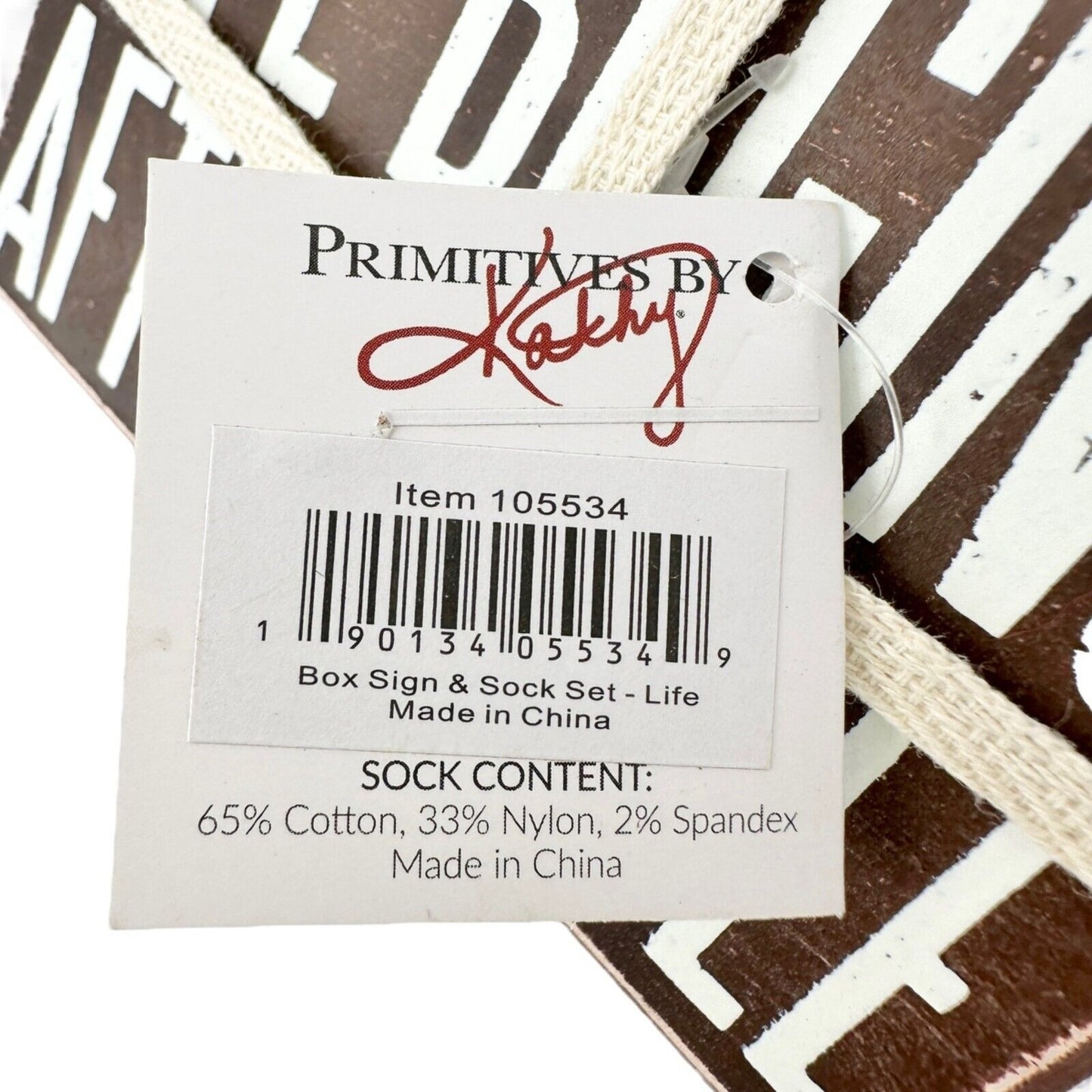 Primitives by Kathy Life Begins After Coffee Box Sign & Socks Gift Set NWT