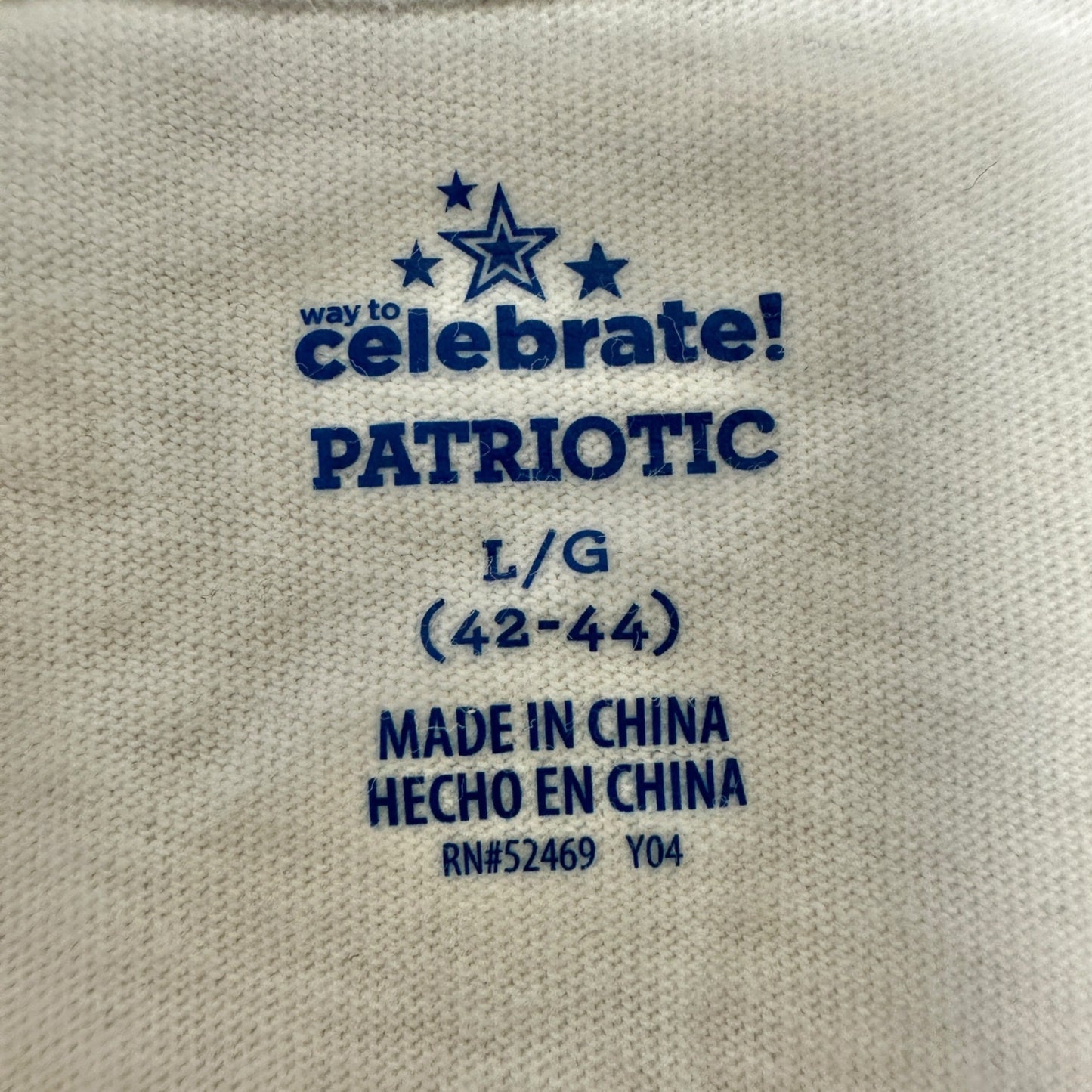 Way To Celebrate! Patriotic T-Shirt L White "True To The Red White And Blue"