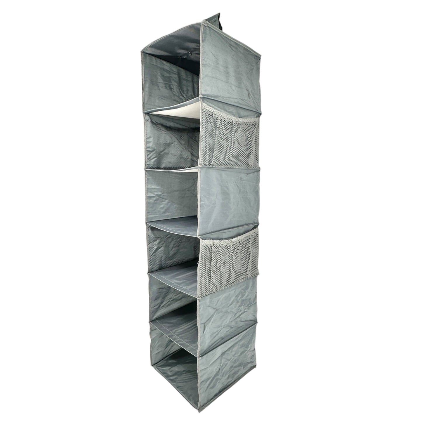 Hanging Closet Organizer Side Mesh Pockets Storage Gray Foldable & Collapsible