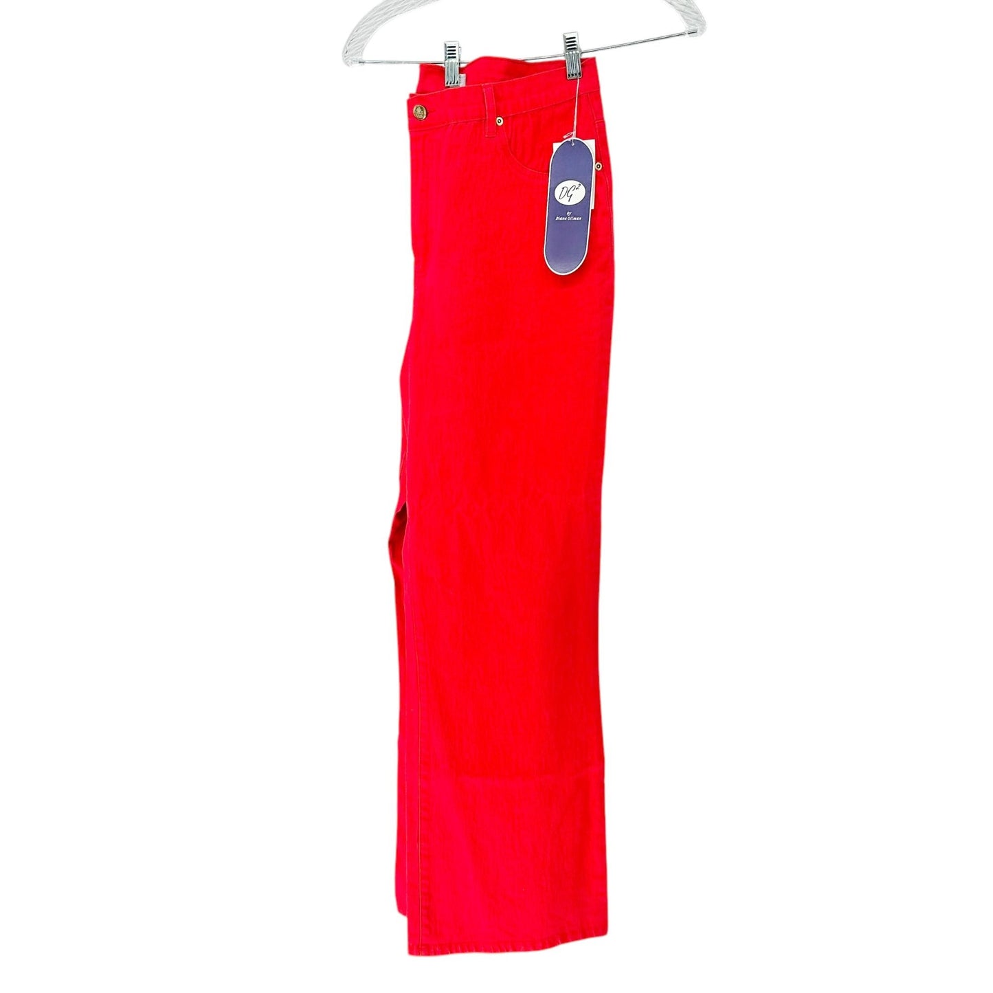 DG2 By Diane Gilman Pants Womens 16T Red High-Waisted Straight-Leg Ramie Blend