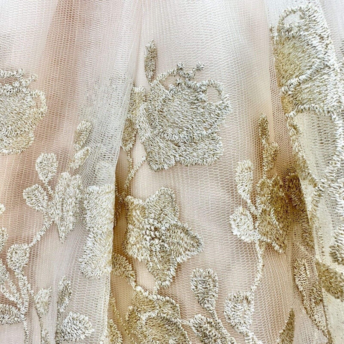 Blueberi Boulevard Child's 2-PC Dress Size 12M Blush Gold Embroider Flowers NWT