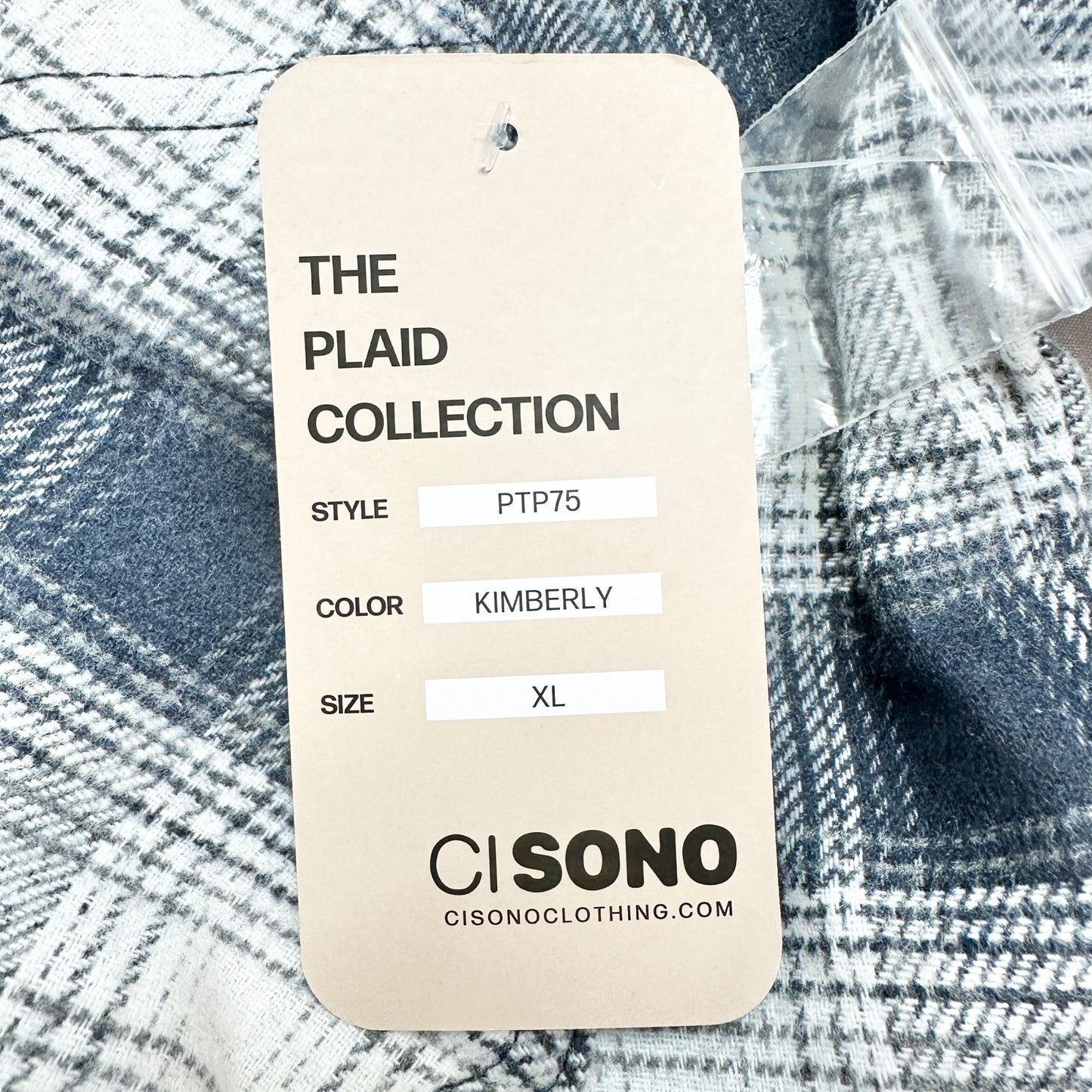 Cisono Plaid Shirt Jacket Womens XL Cropped Button-Down LS Kimberly Color Blue