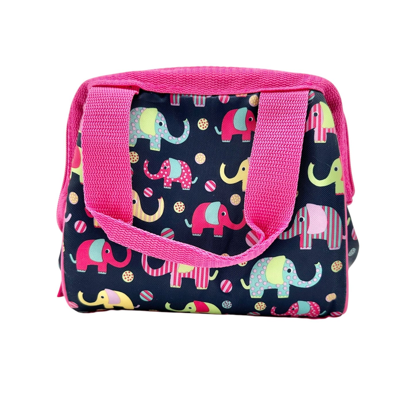 Fit+Fresh Riley Insulated Lunch Bag Elephant Print Handles 8x8x6 PVC Free EUC