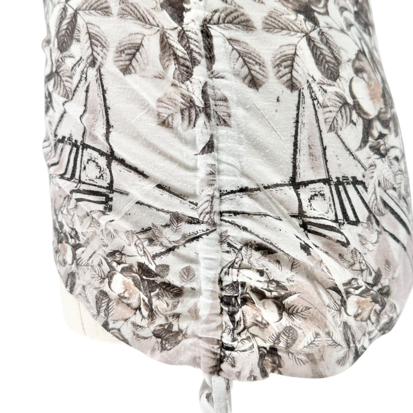 Womens M Boho Paisley Floral Print Top SS Ruched Sides Lightweight by Style & Co