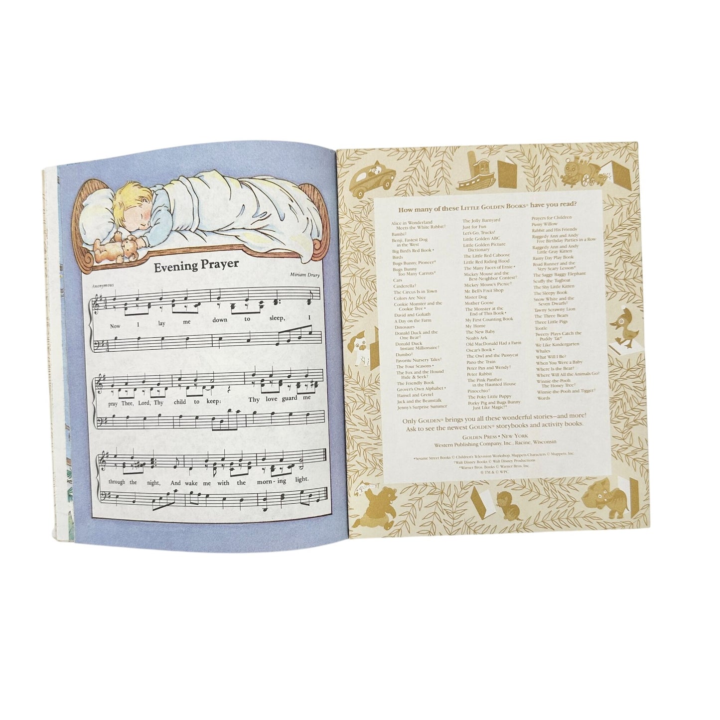 1985 The Little Golden Book Of Hymns By Elsa Jane Werner Frances Score Mitchell