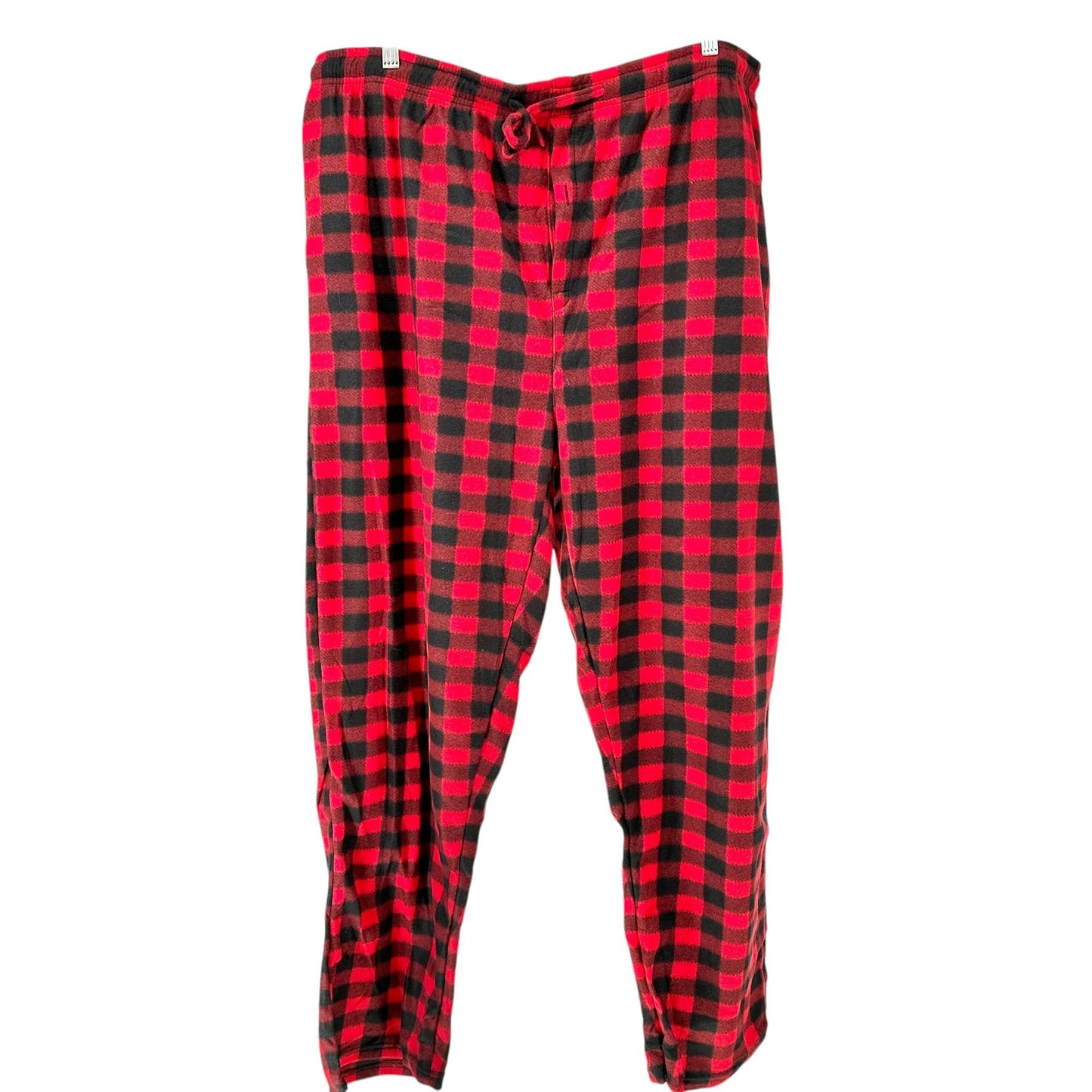 Realessentials Lounge Pants Mens 3XL Black Red Buffalo Plaid Fleece Sleepwear