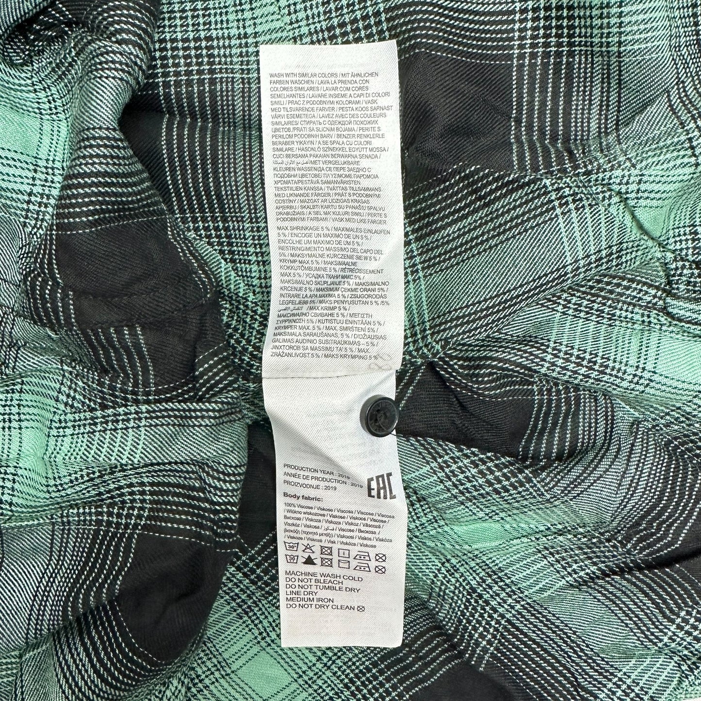 onsSAMY Reg Viscose Check Shirt Mens L Green Black Plaid Button Up Only & Sons
