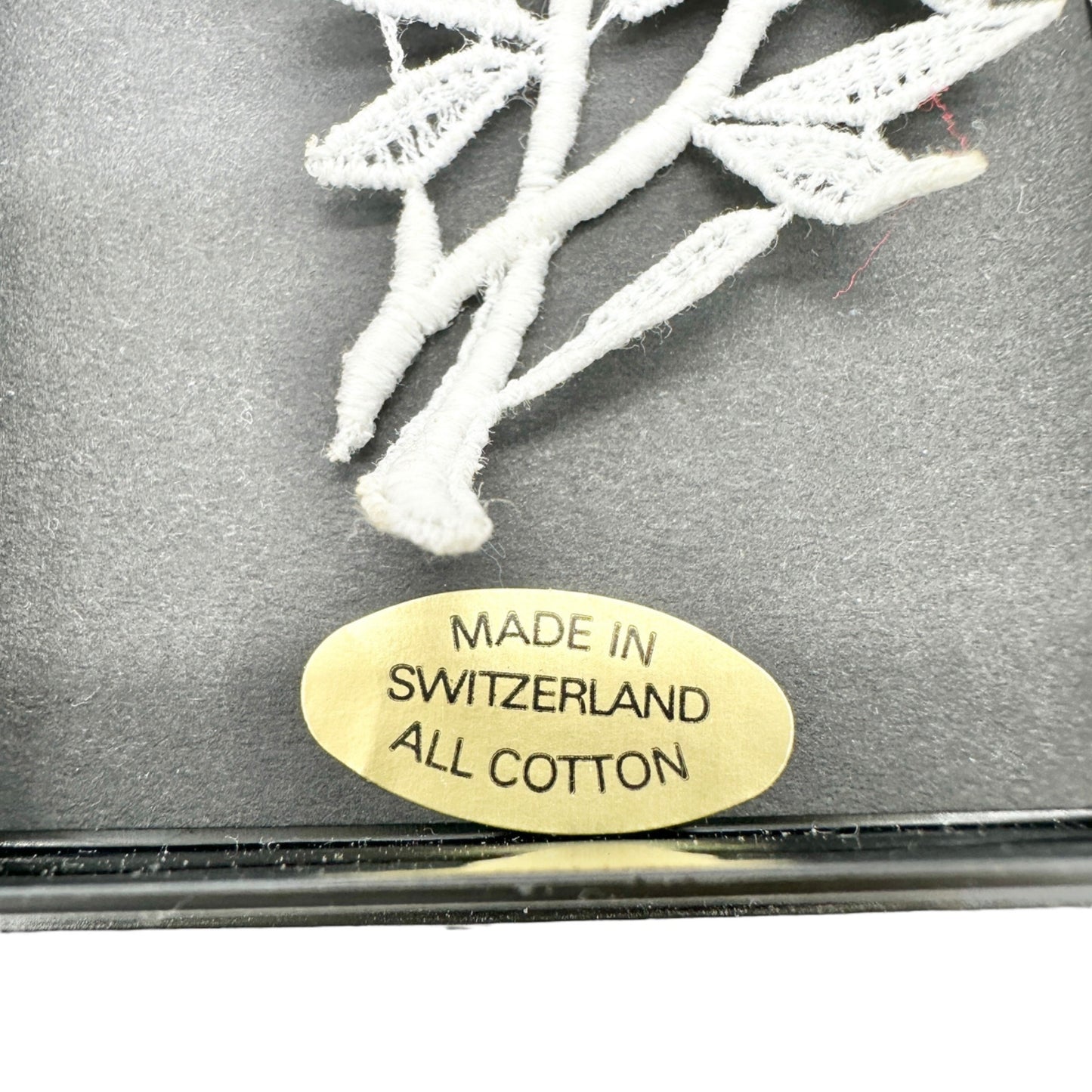 Swiss-Made Edelweiss Lace Brooch Pin All Cotton Floral Design 2 x 2.5 Inches