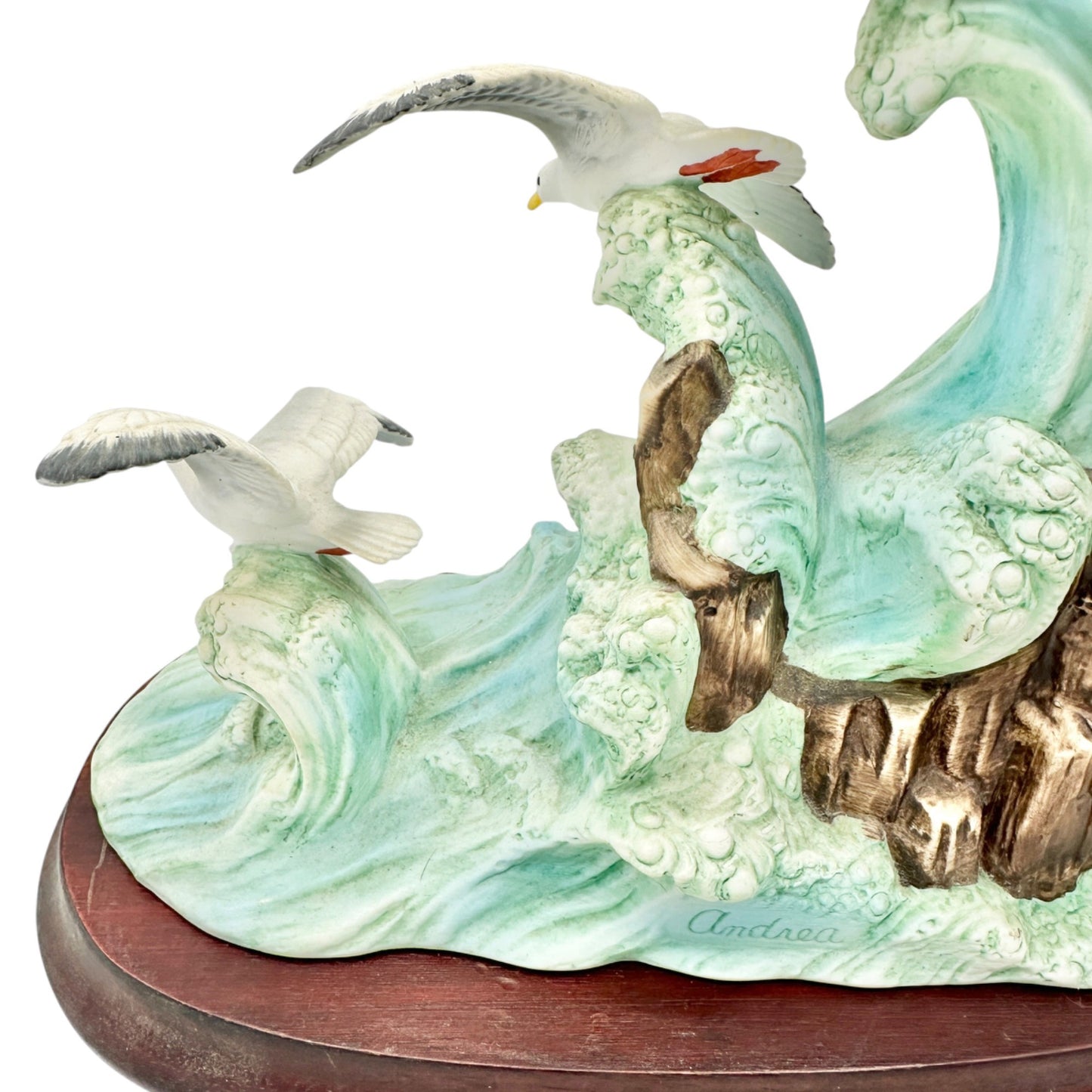 Sea Gulls In Flight Porcelain Sculpture By Andrea Sadek On Wood Base #6572