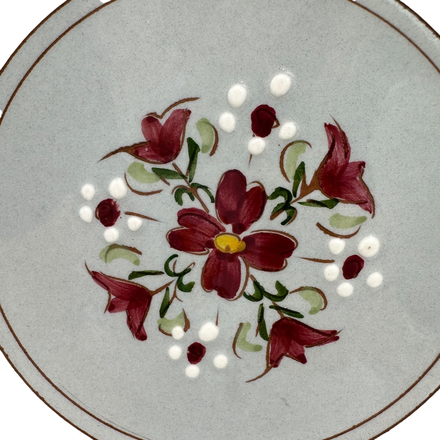 Stangl Pottery Garland Plate 6.5 inch Gray Red Trim Floral Accents