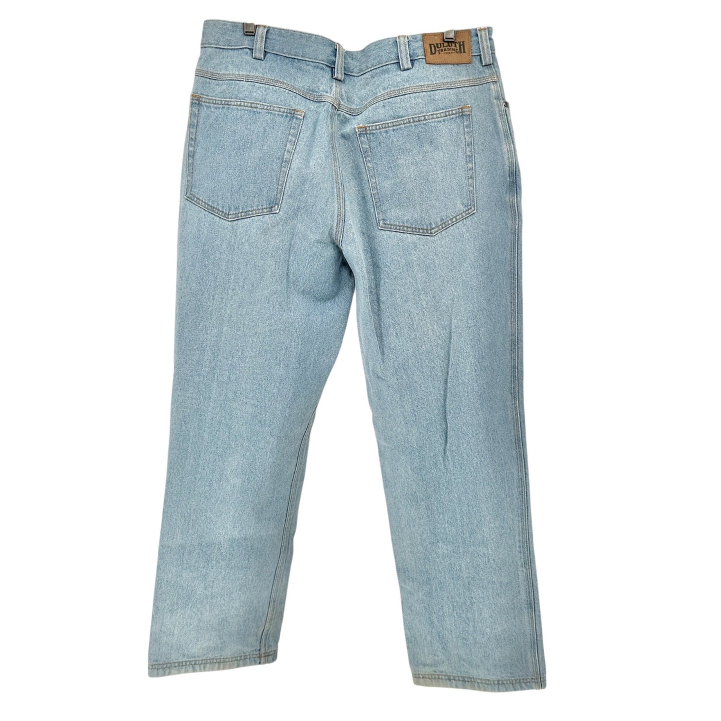 Duluth Trading Co Relaxed Fit Jeans Mens 38x32 Light Blue Cotton Denim Pockets