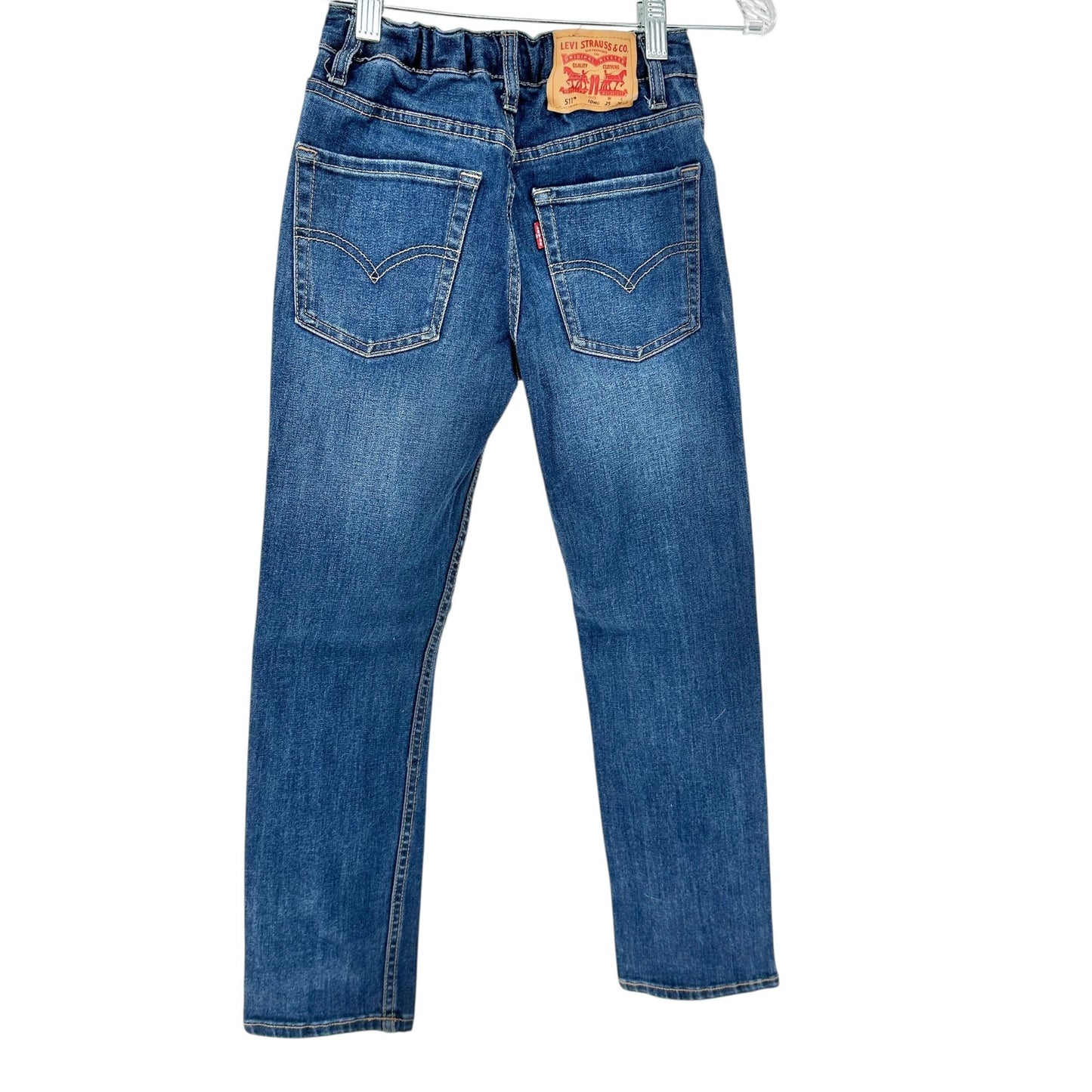 Levis Boys 511 Slim Fit Stretch Jeans Size 10 Reg W25 L26 Adj Waist Blue Denim