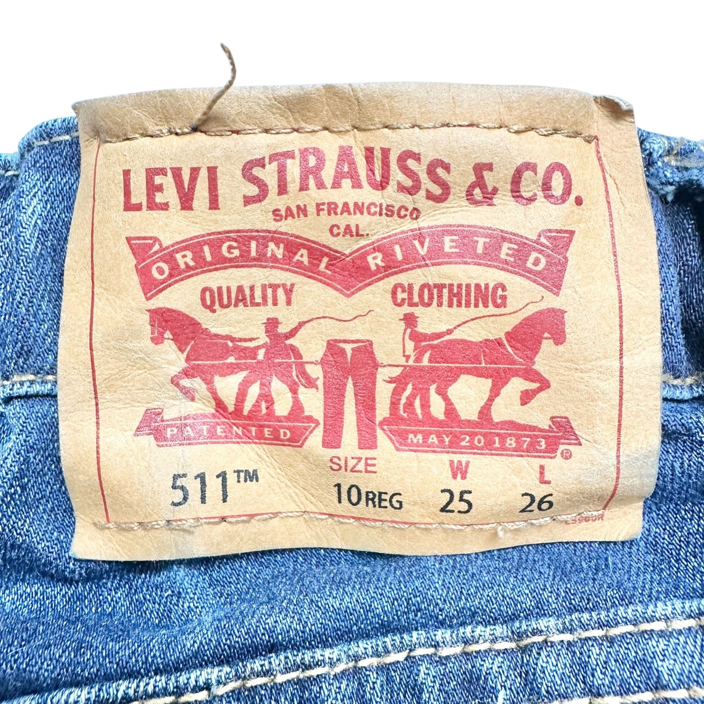 Levis Boys 511 Slim Fit Stretch Jeans Size 10 Reg W25 L26 Adj Waist Blue Denim