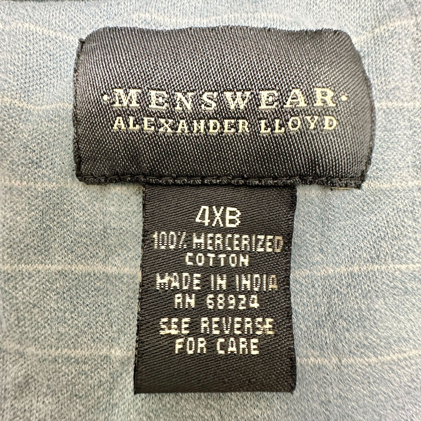 Alexander Lloyd Menswear Polo Shirt 4XB Light Blue Striped Mercerized Cotton