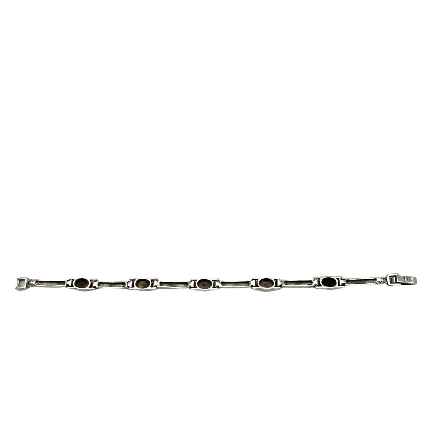 Bracelet Womens 7 in Sterling Silver Marcasite 5 Stone Clasp Closure