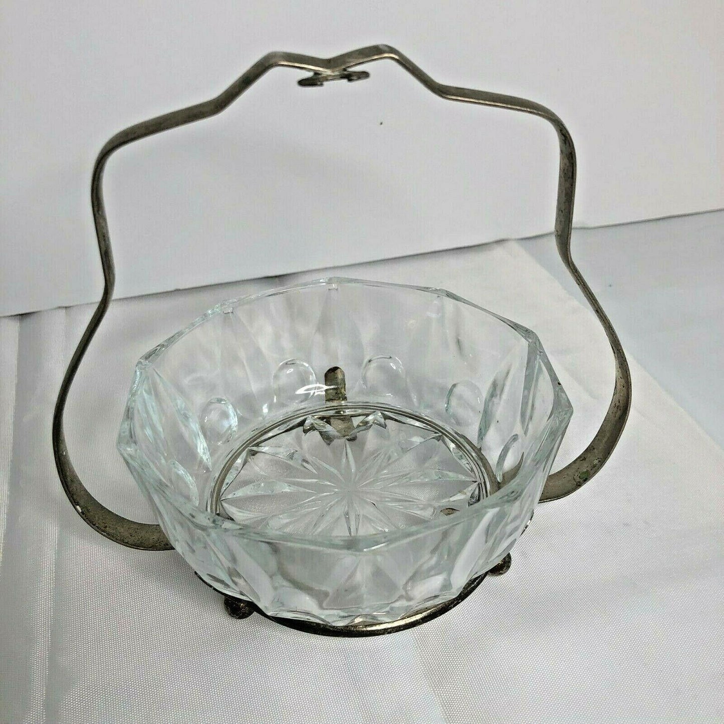 Vintage Silver Jelly Jam Condiment Server with Glass Bowl