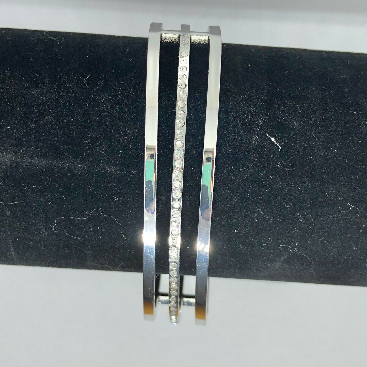 Silvertone Simulated Diamond Cuff Bracelet Women Girls Dressy