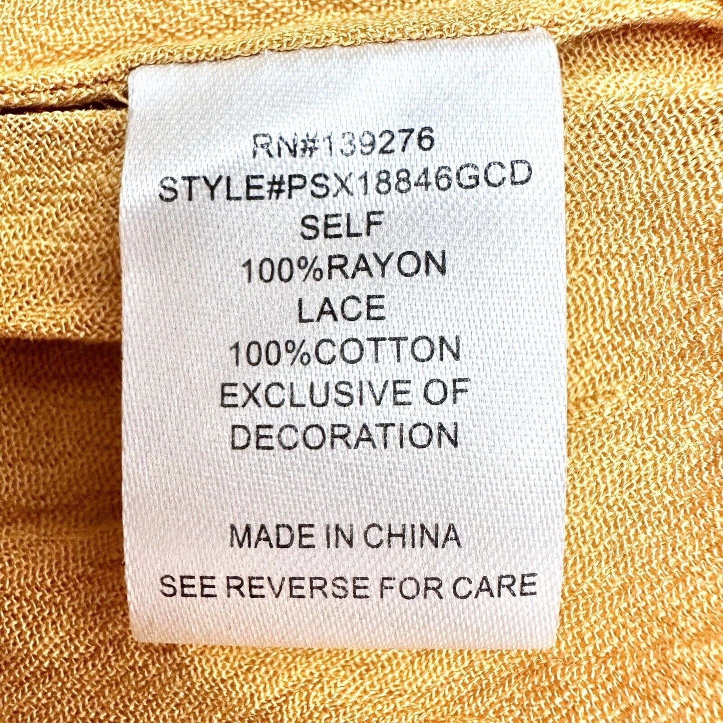 Pale Sky Peasant Top 3X Mustard 3/4 Sleeve String Tie Vneck 28 Inch Long NWT