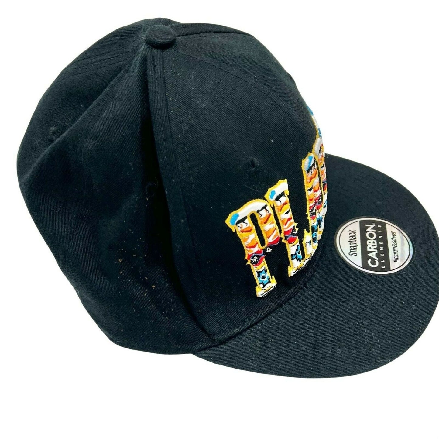PLAYER Multicolor Lettering Black Baseball Hat Snapback Carbon Elements Adjust