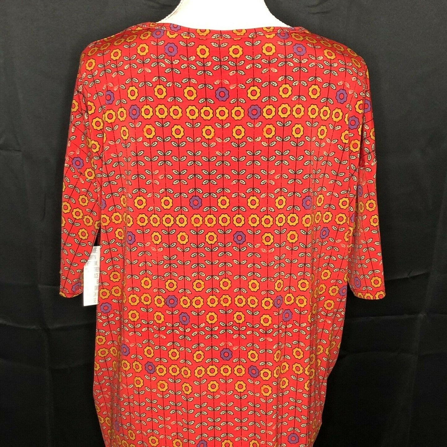 LuLaRoe RETIRED Irma Women's S Red with small flowers mid-length sleeves NWT