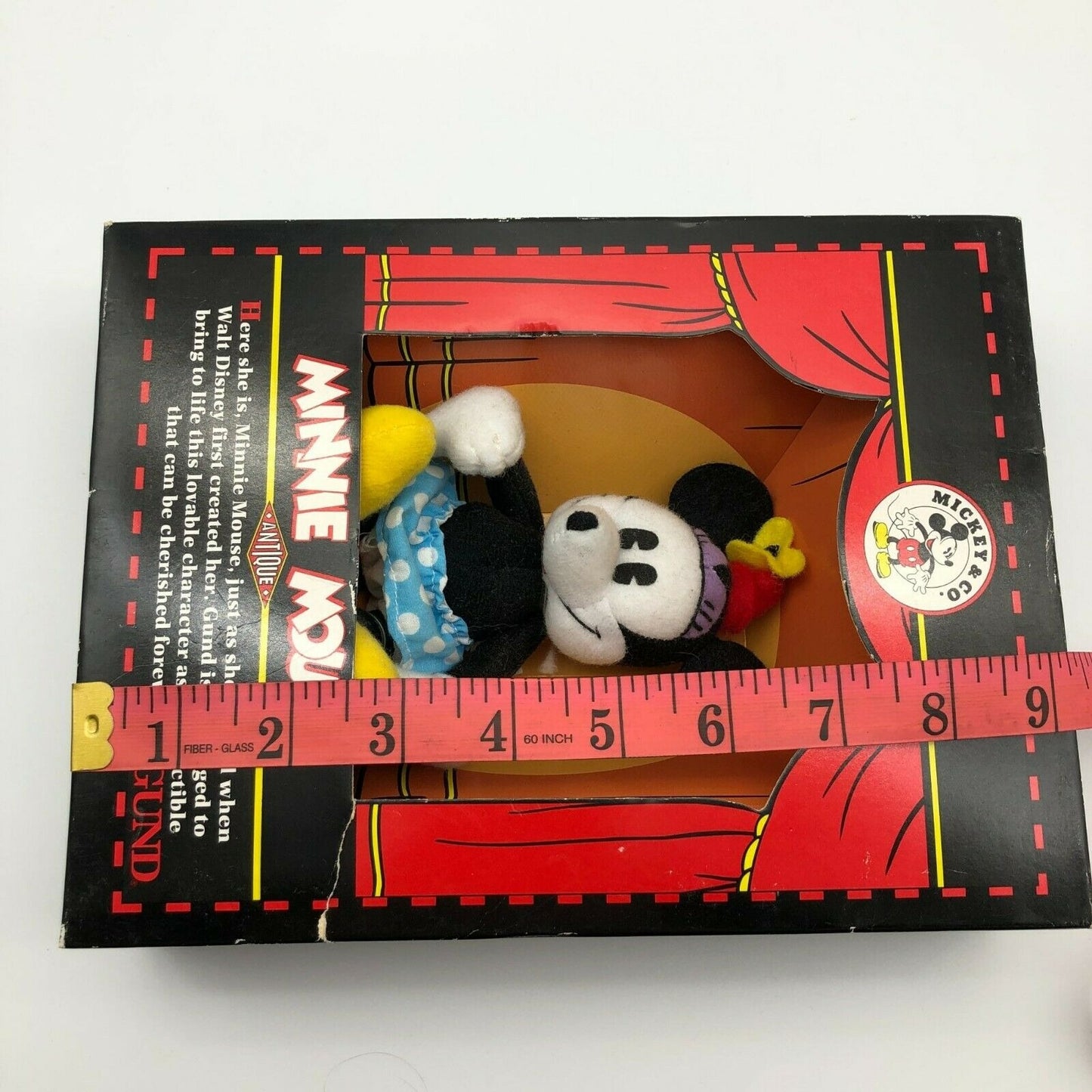 Gund Minnie Mouse Plush Replica Antique Minnie 1990s Original Box 7205 Bonus