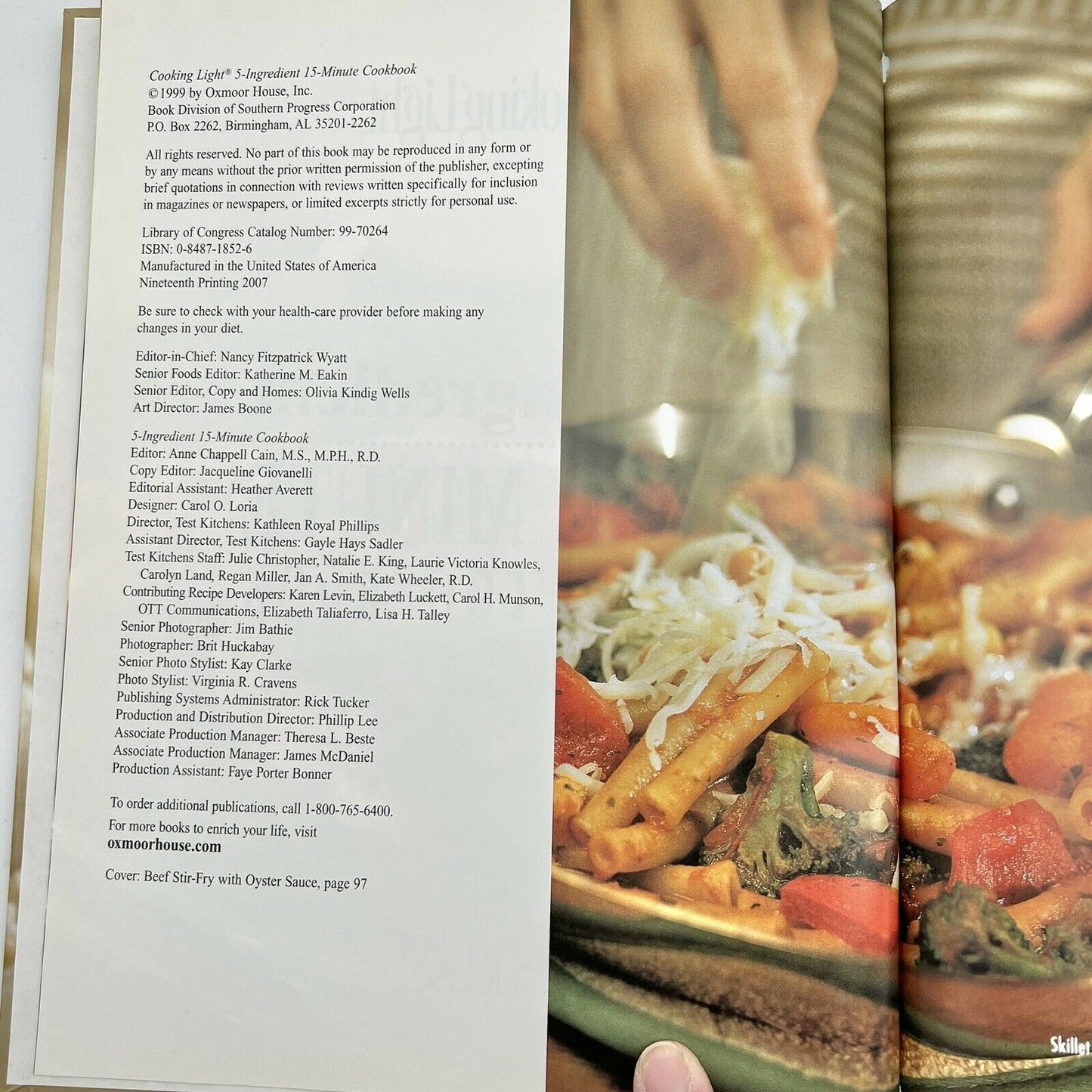 Cooking Light 5 Ingredient 15 Minute Cookbook Hardcover