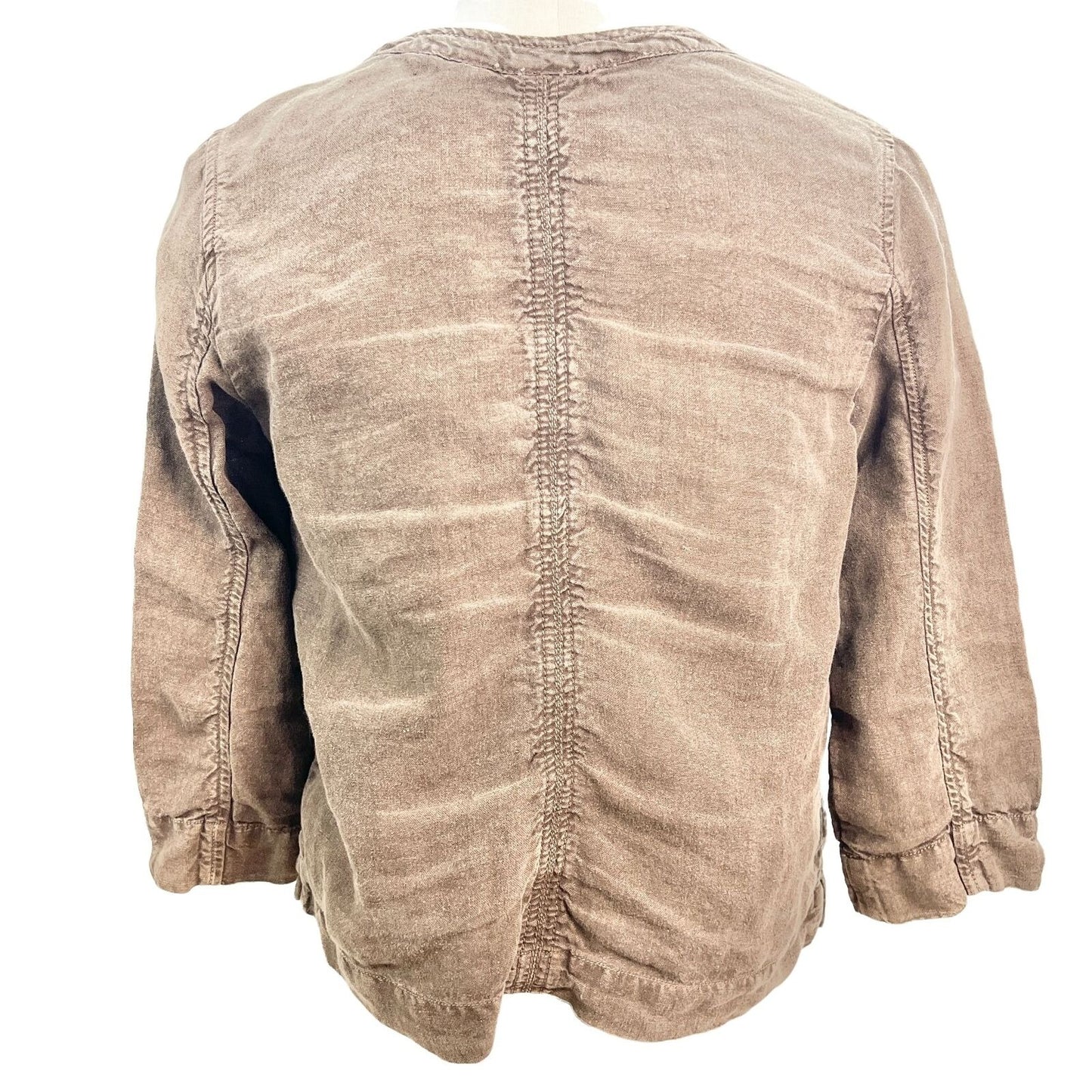 Chicos Top Womens Size 0 Brown 3/4 Sleeve Button Up Slit Pockets