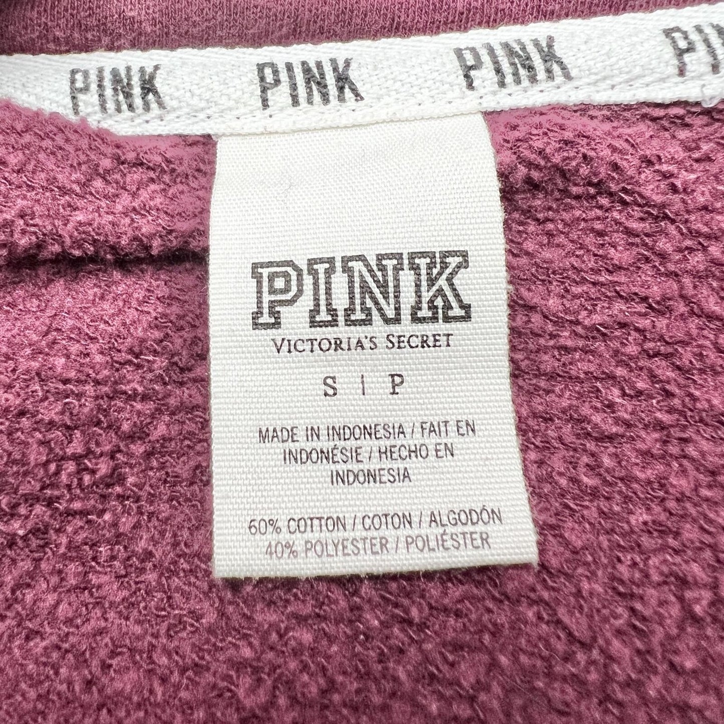 Victoria's Secret Pink Sweatshirt Small Fuchsia Long Sleeve 1/4 Zip