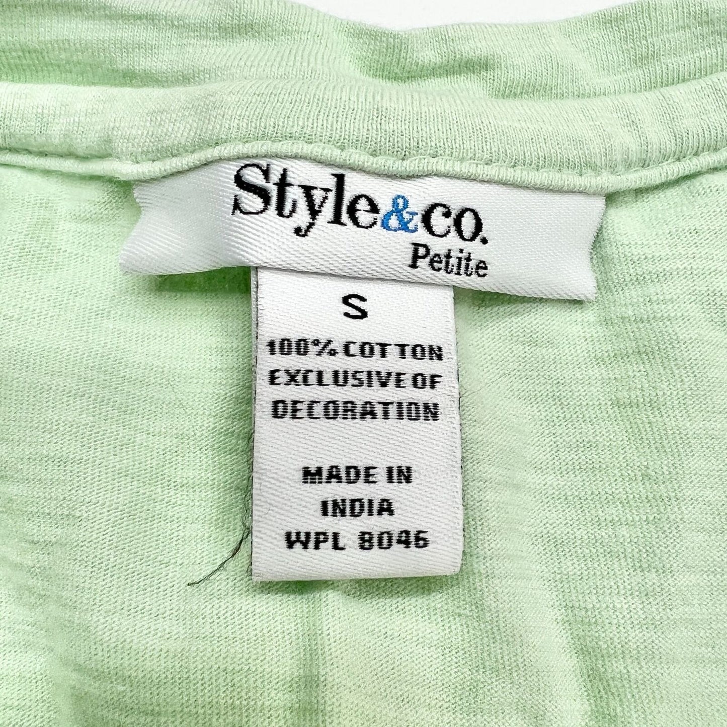Style & Co T-shirt Women's Petite Small Light Green with Embellishments