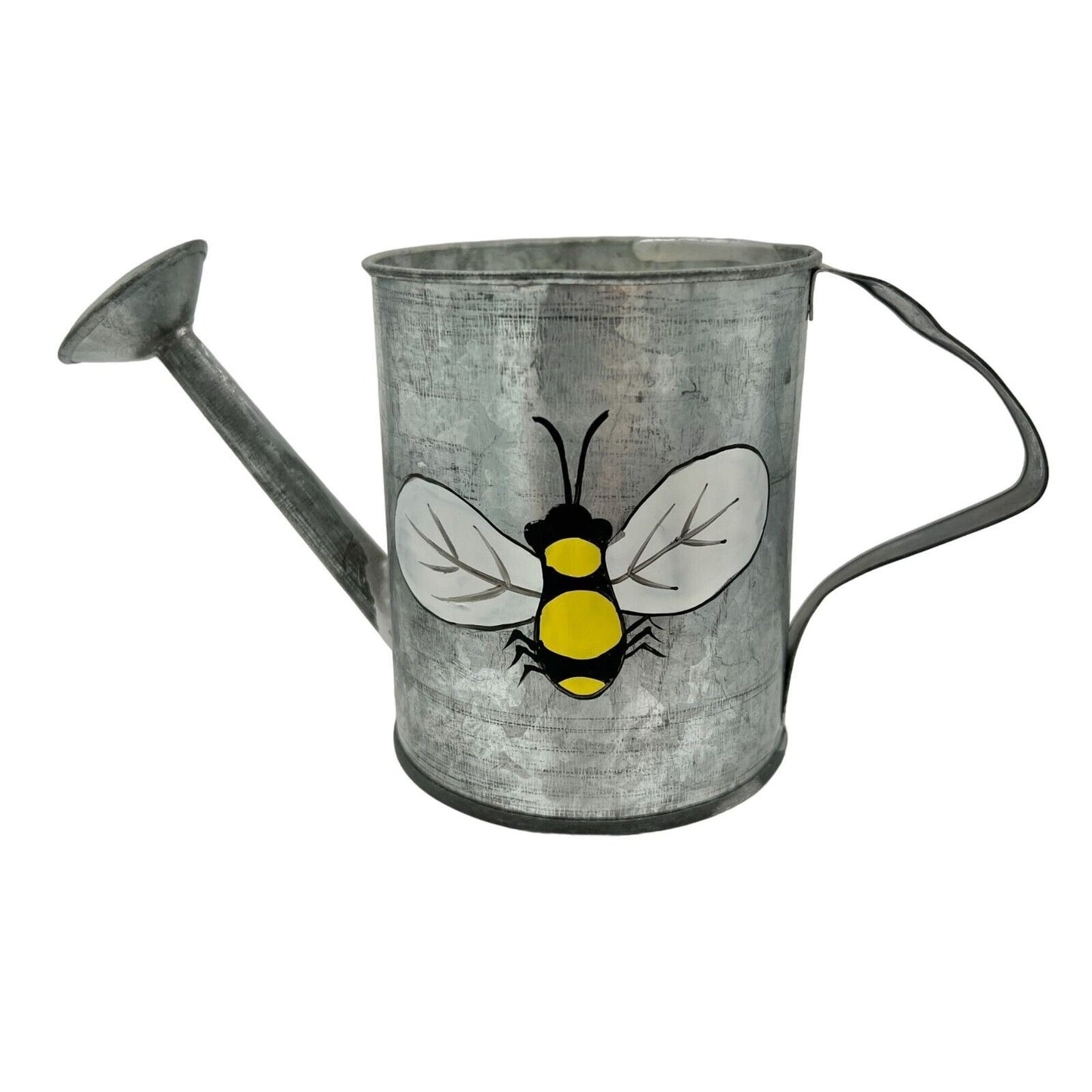 Metal Watering Can Candle with Painted Bee Motif 7x4