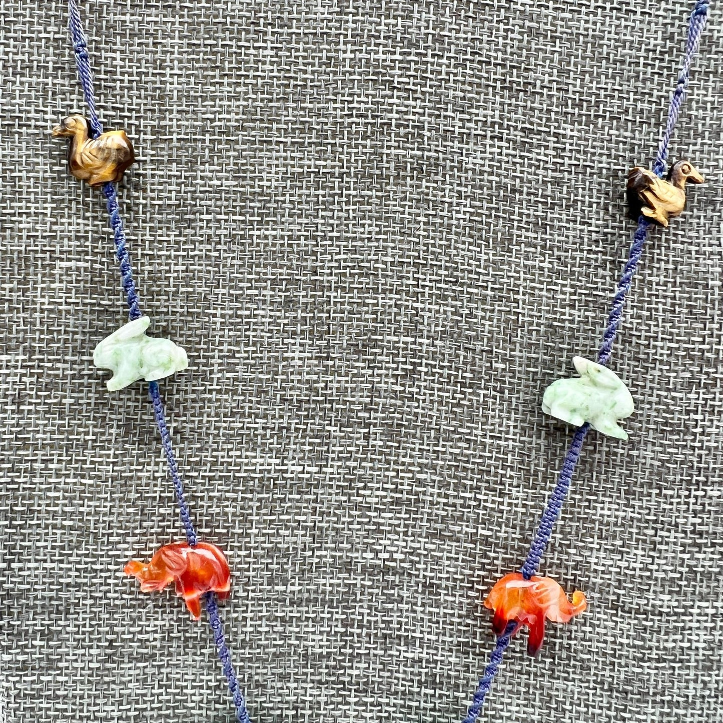 Cord Fetish Necklace 28 in Precious Gemstone Animals Rose Quartz Pendant