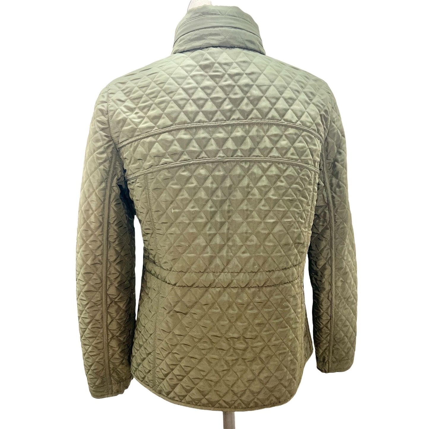 Classic Elements Women's Small Olive Quilted Jacket Fleece Lined Cinch Waist