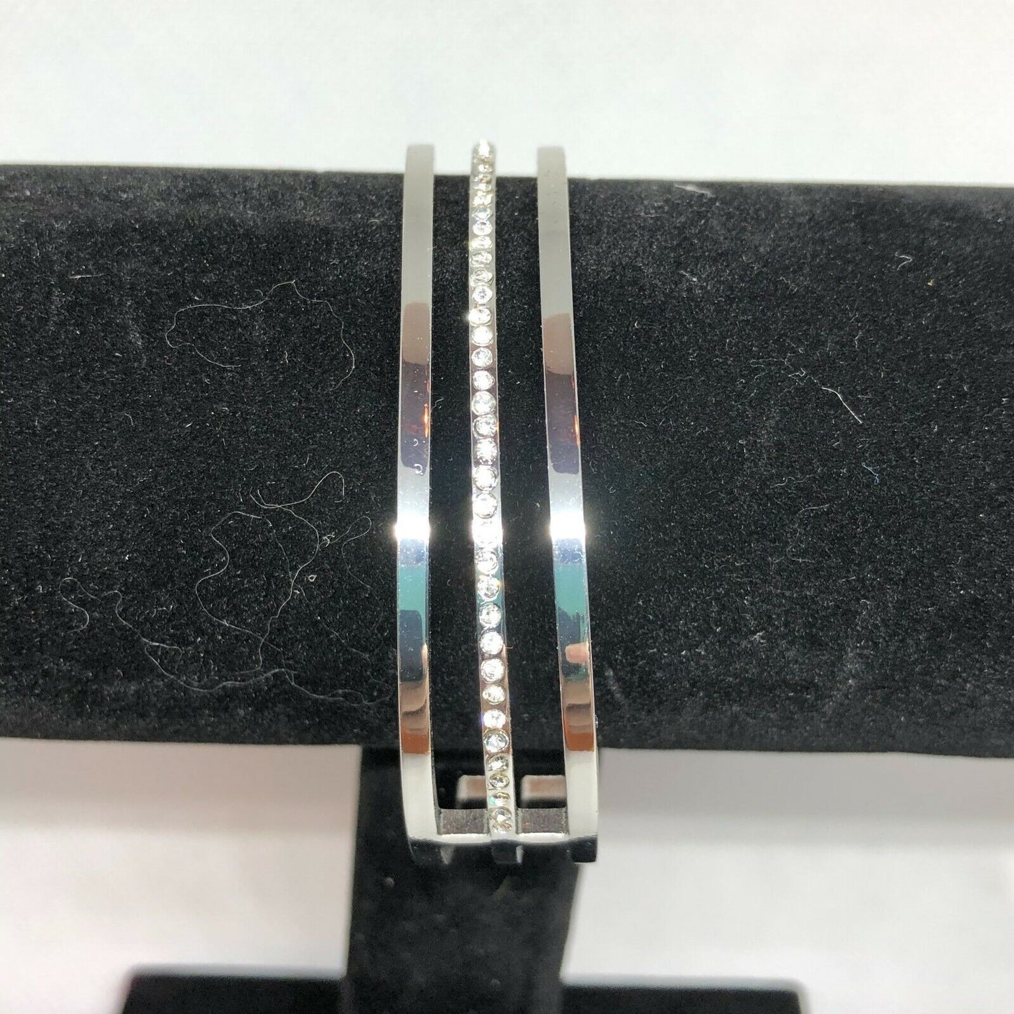 Silvertone Simulated Diamond Cuff Bracelet Women Girls Dressy