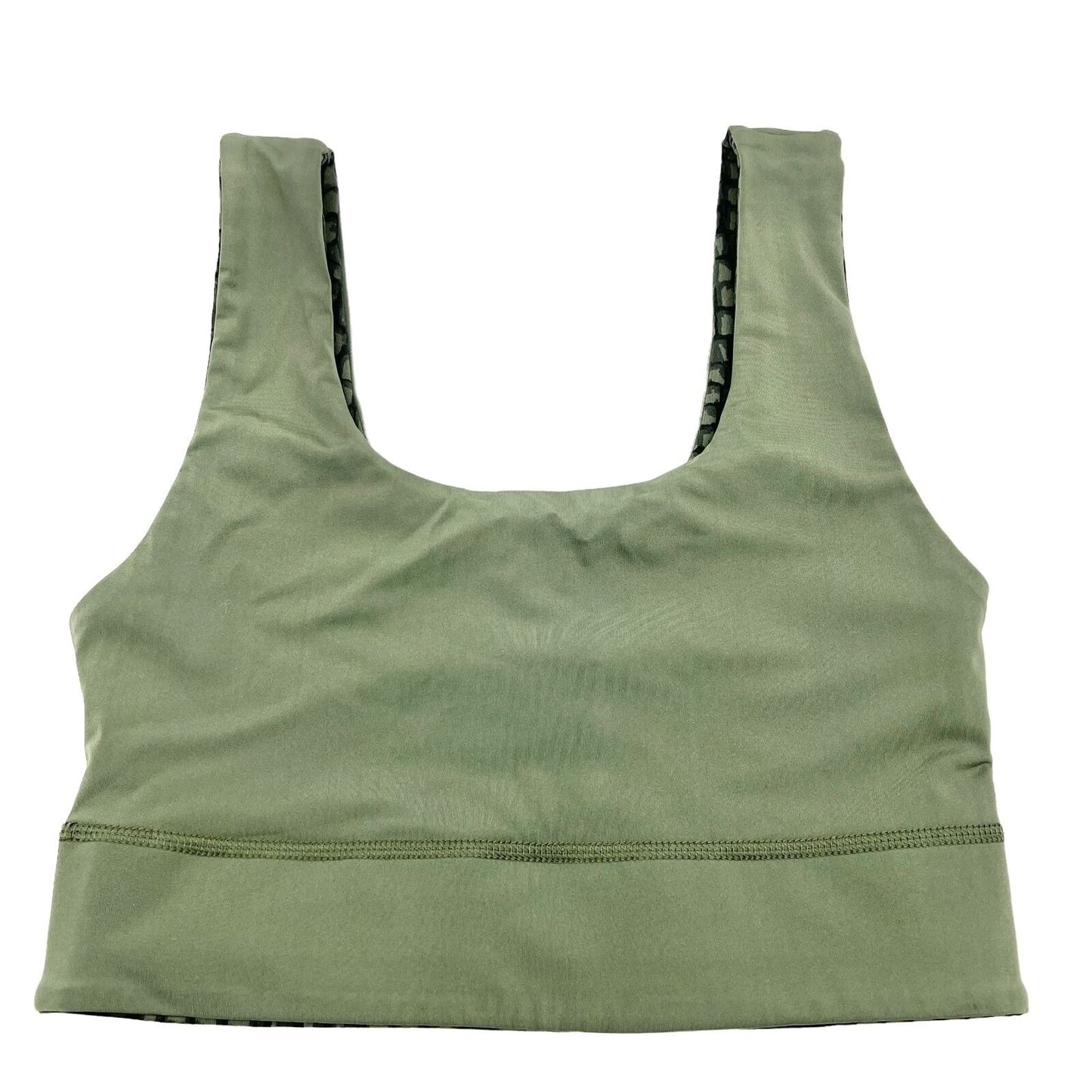Fabletics Sports Bra Women's S Green Reversible Animal Print Solid