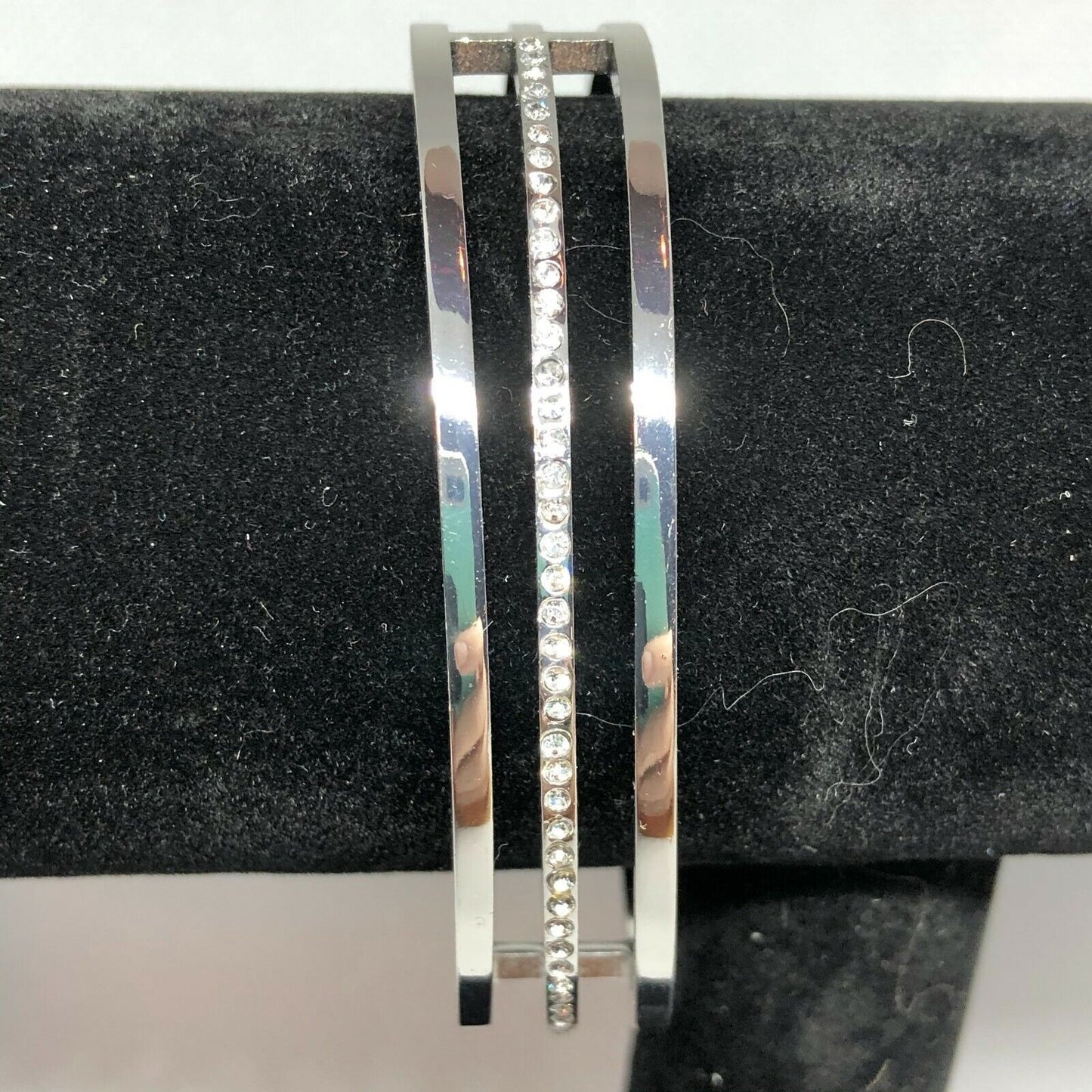 Silvertone Simulated Diamond Cuff Bracelet Women Girls Dressy