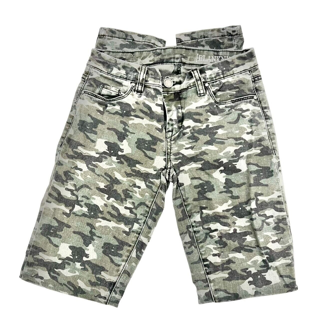 BlankNYC Pants Women's 24 in Olive Camo 5 Pocket Skinny Leg Low Rise Inseam 29"