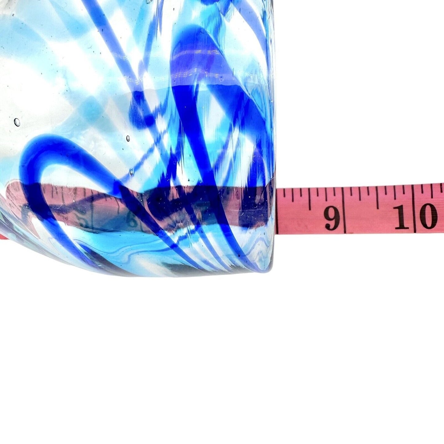 Vintage Goblet 8 oz Clear Glass Blue Swirls